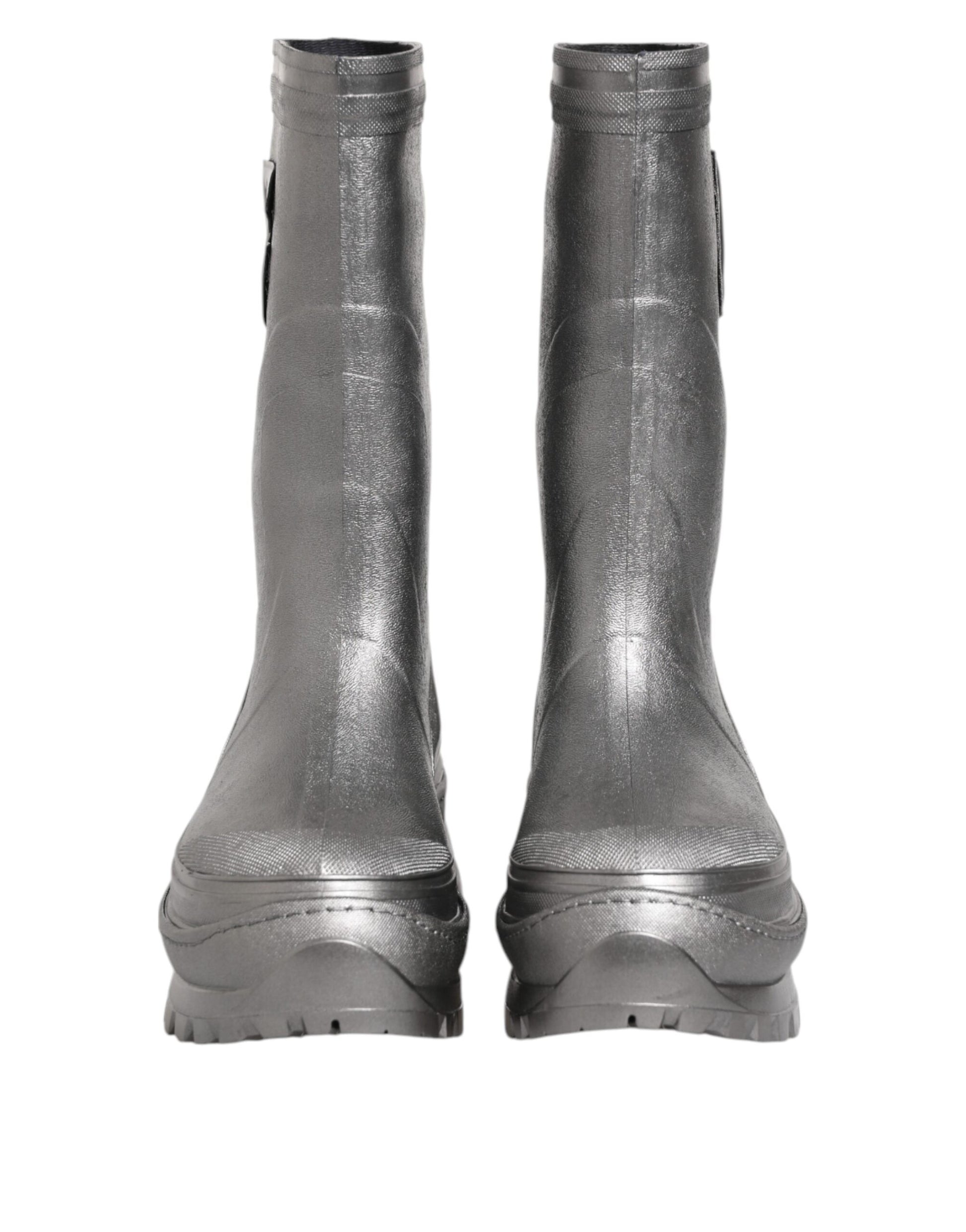 Dolce & Gabbana Bottes de pluie métallisées argentées à enfiler