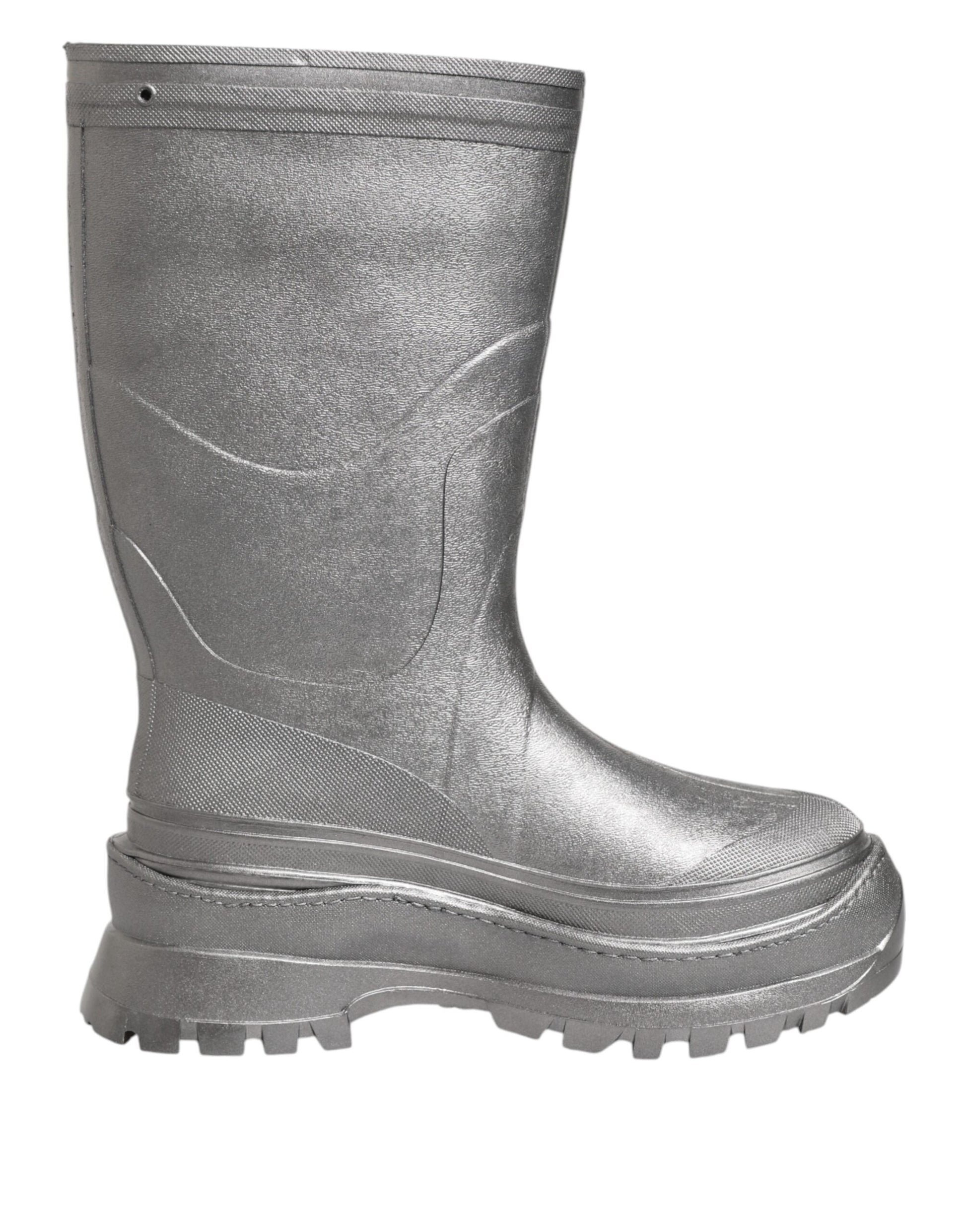 Dolce & Gabbana Bottes de pluie métallisées argentées à enfiler