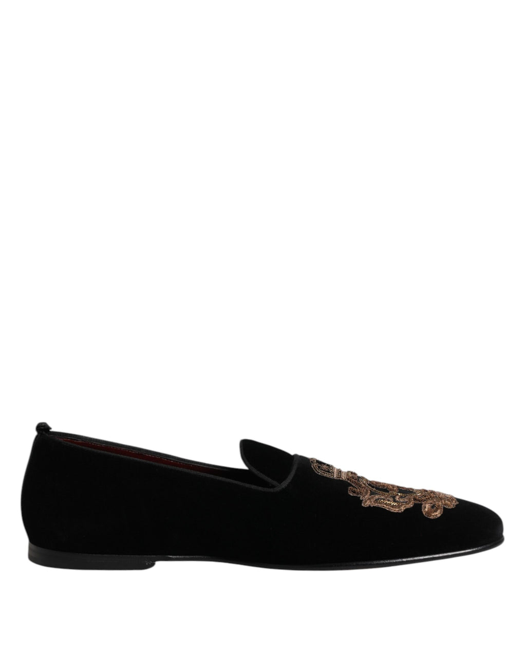 Chaussures mocassins homme Dolce & Gabbana en velours noir à couronne dorée