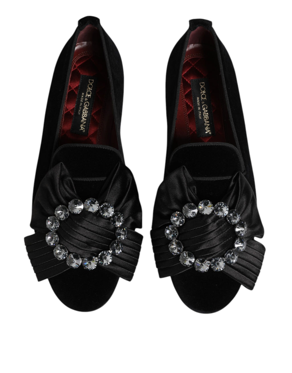 Chaussures plates Dolce & Gabbana VATICANO noires en cristal et ruban