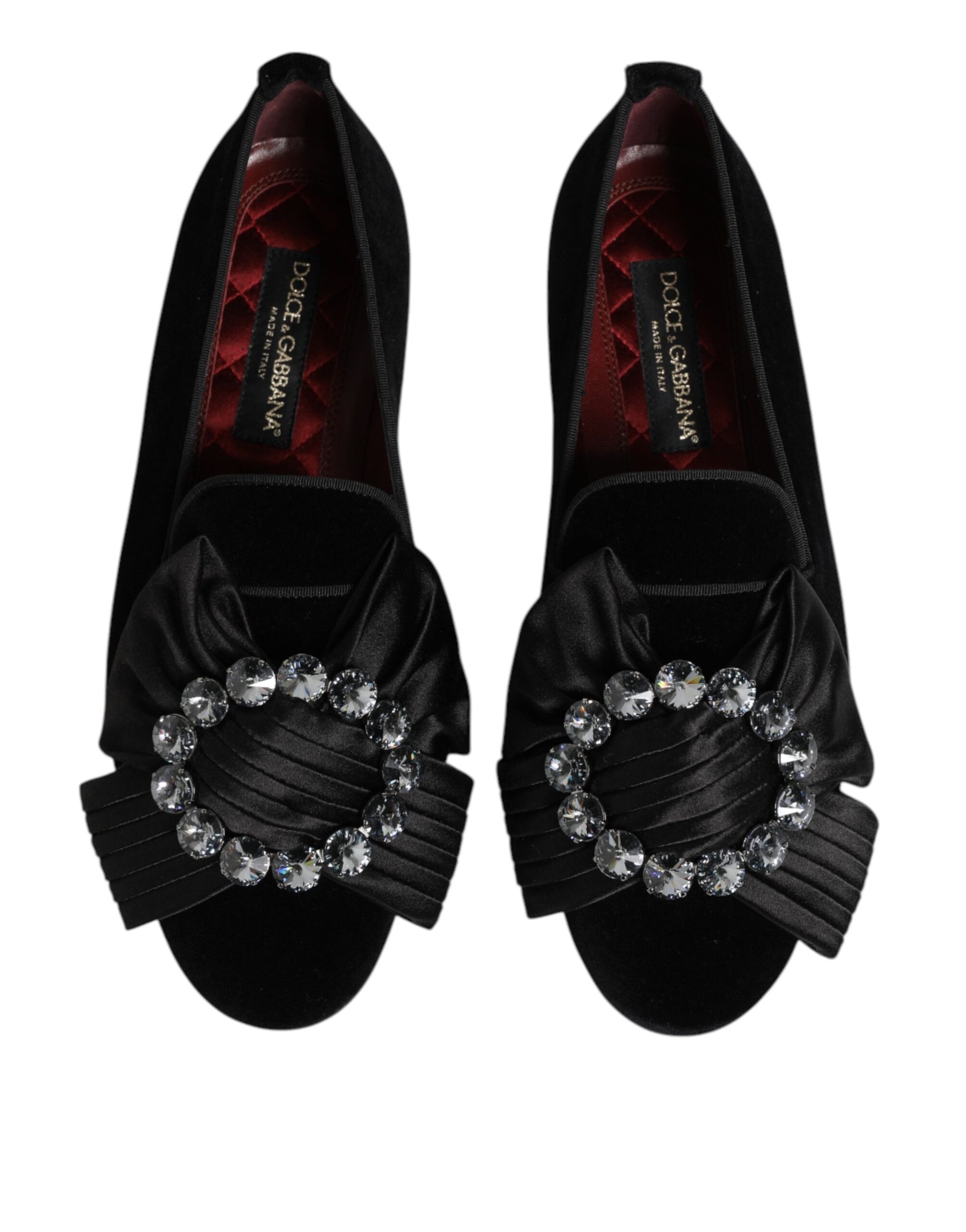 Chaussures plates Dolce & Gabbana VATICANO noires en cristal et ruban