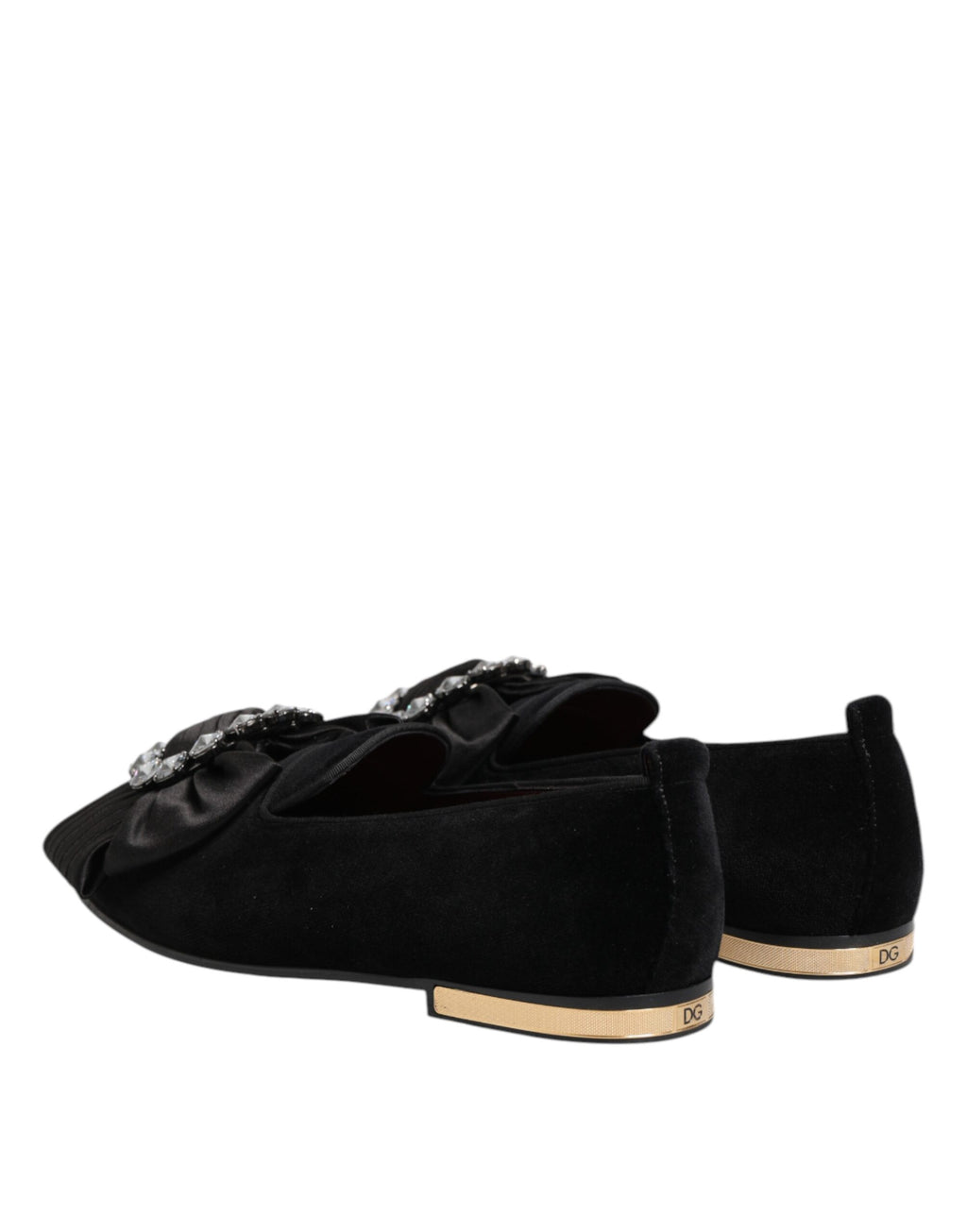 Chaussures plates Dolce & Gabbana VATICANO noires en cristal et ruban