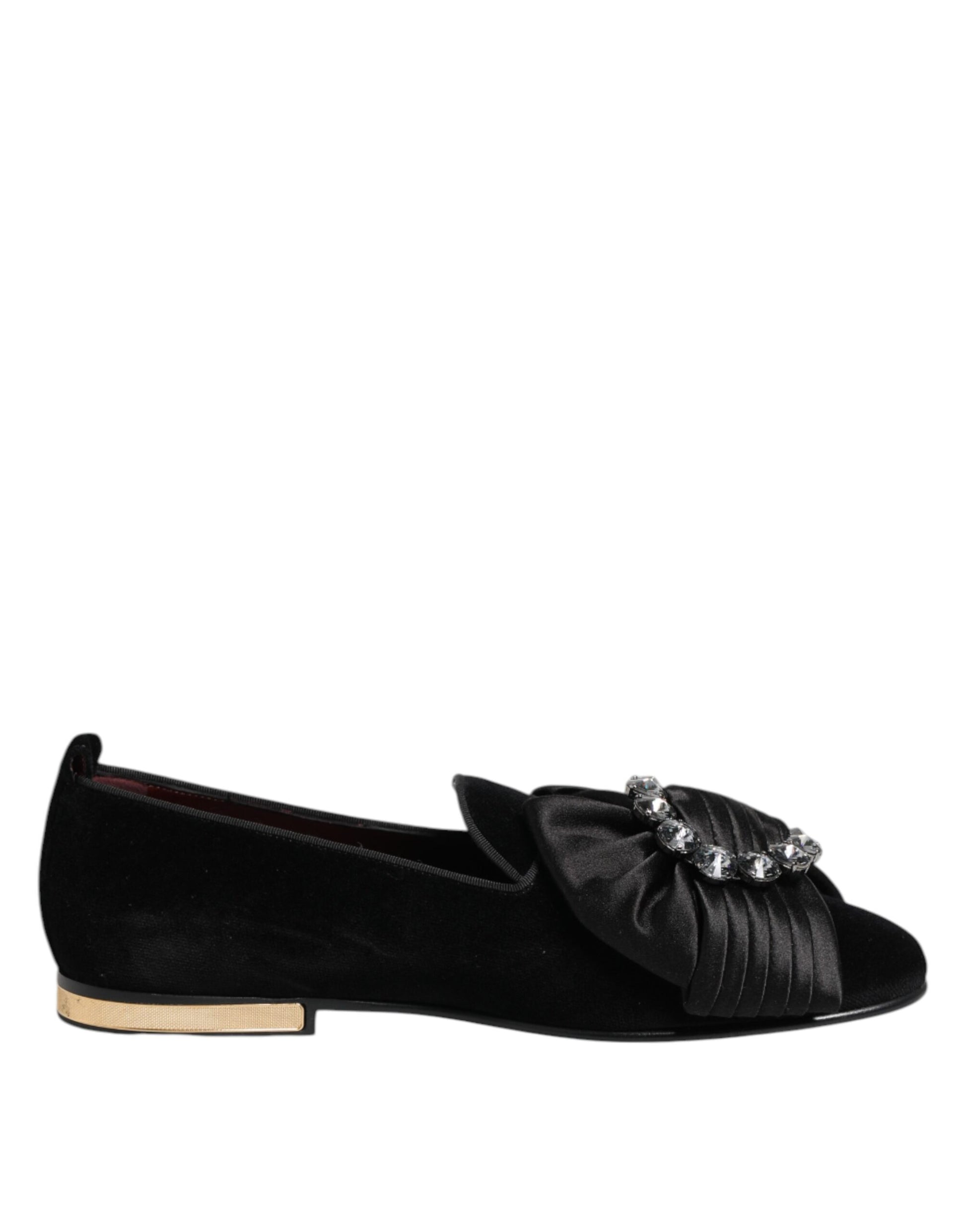 Chaussures plates Dolce & Gabbana VATICANO noires en cristal et ruban