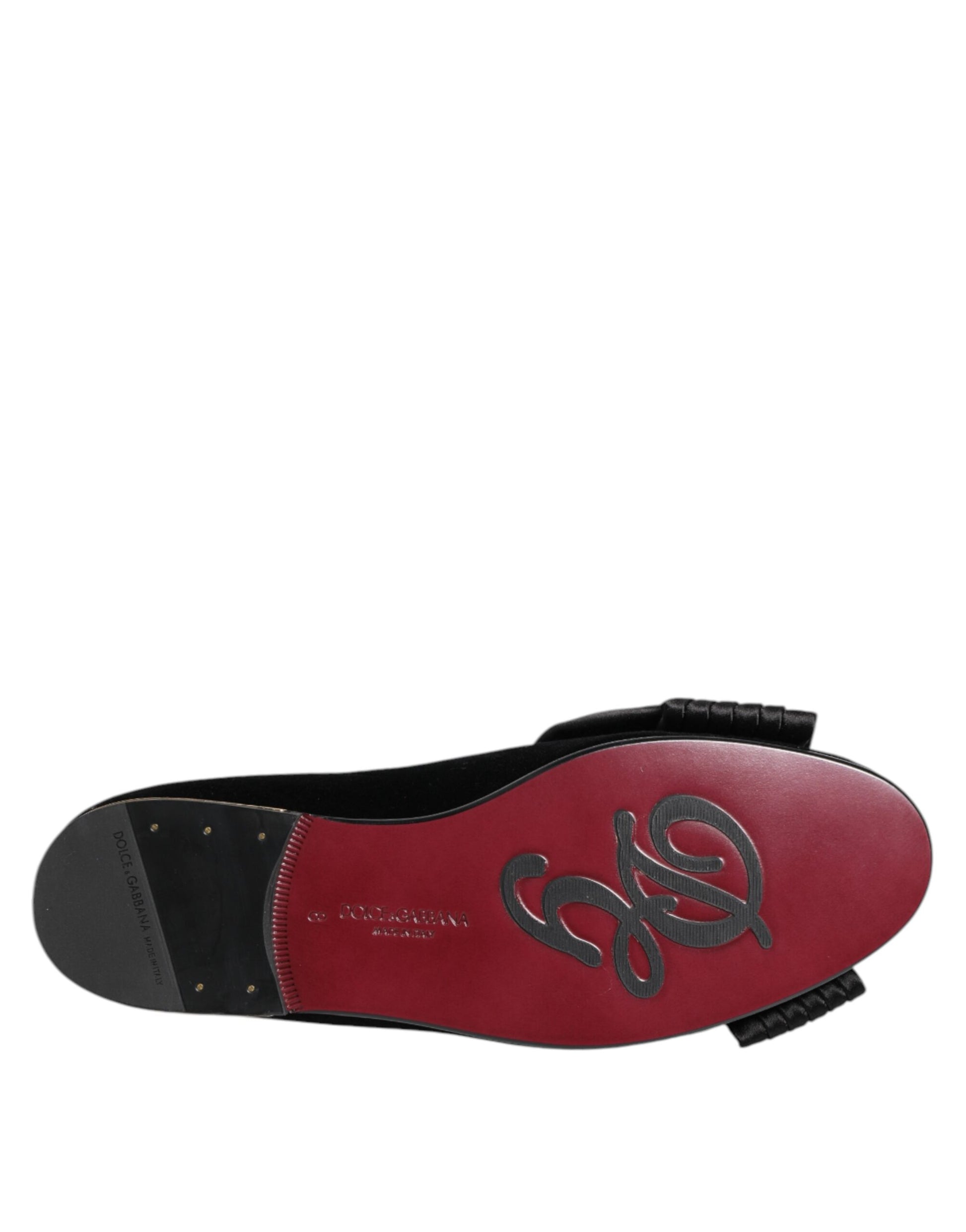Chaussures plates Dolce & Gabbana VATICANO noires en cristal et ruban