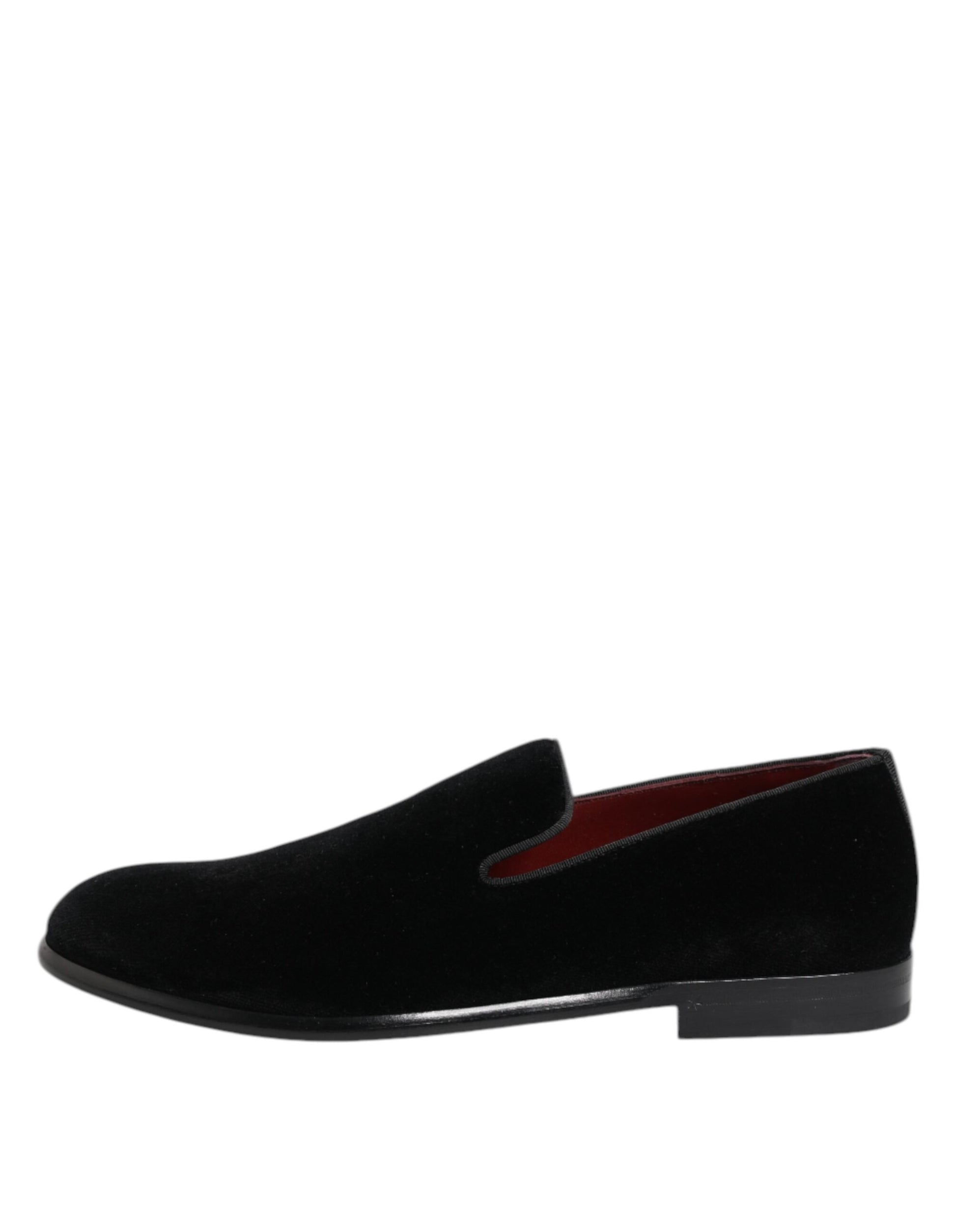 Dolce &amp; Gabbana Schwarze Samt-Loafer, formelle Herrenschuhe