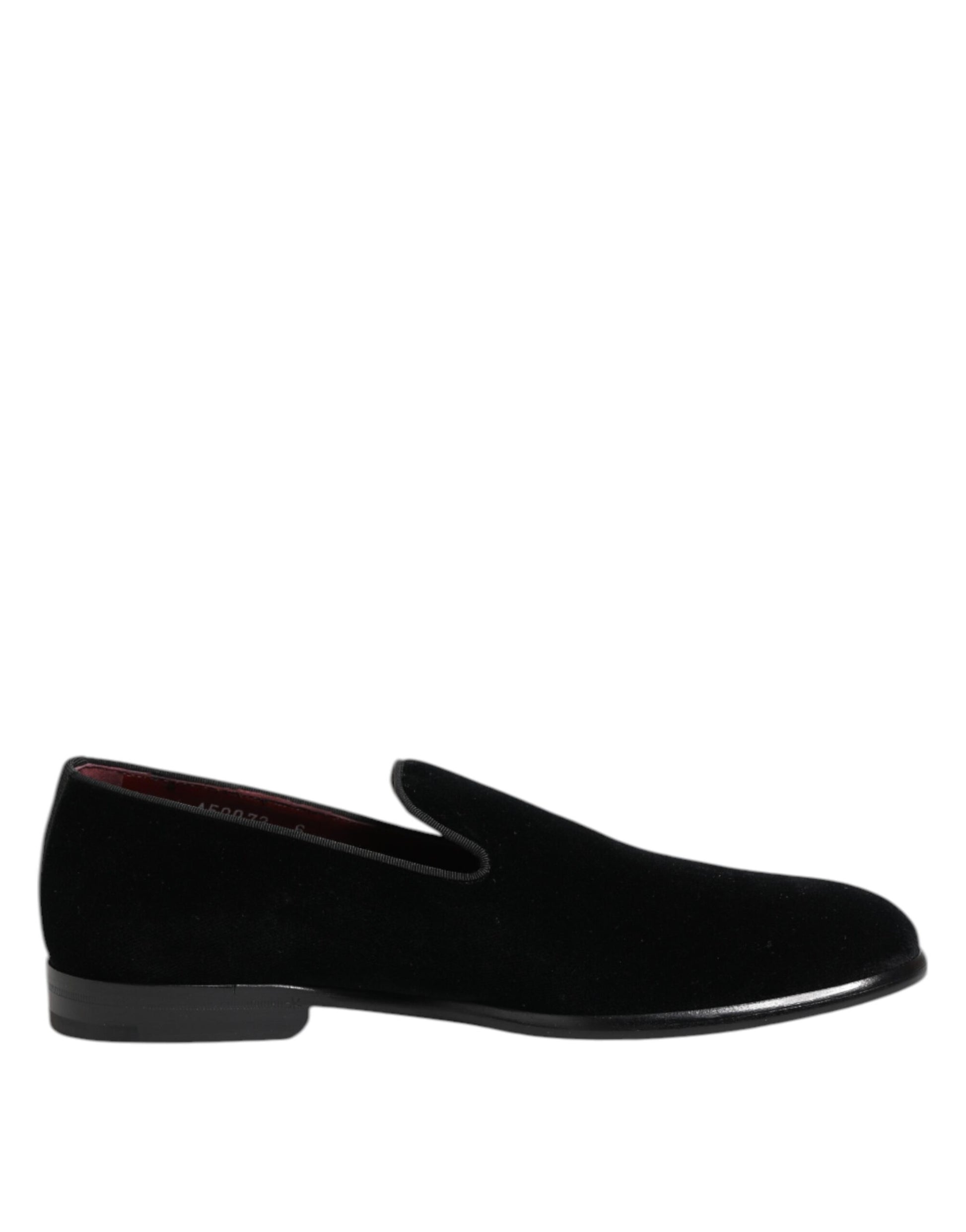 Dolce &amp; Gabbana Schwarze Samt-Loafer, formelle Herrenschuhe