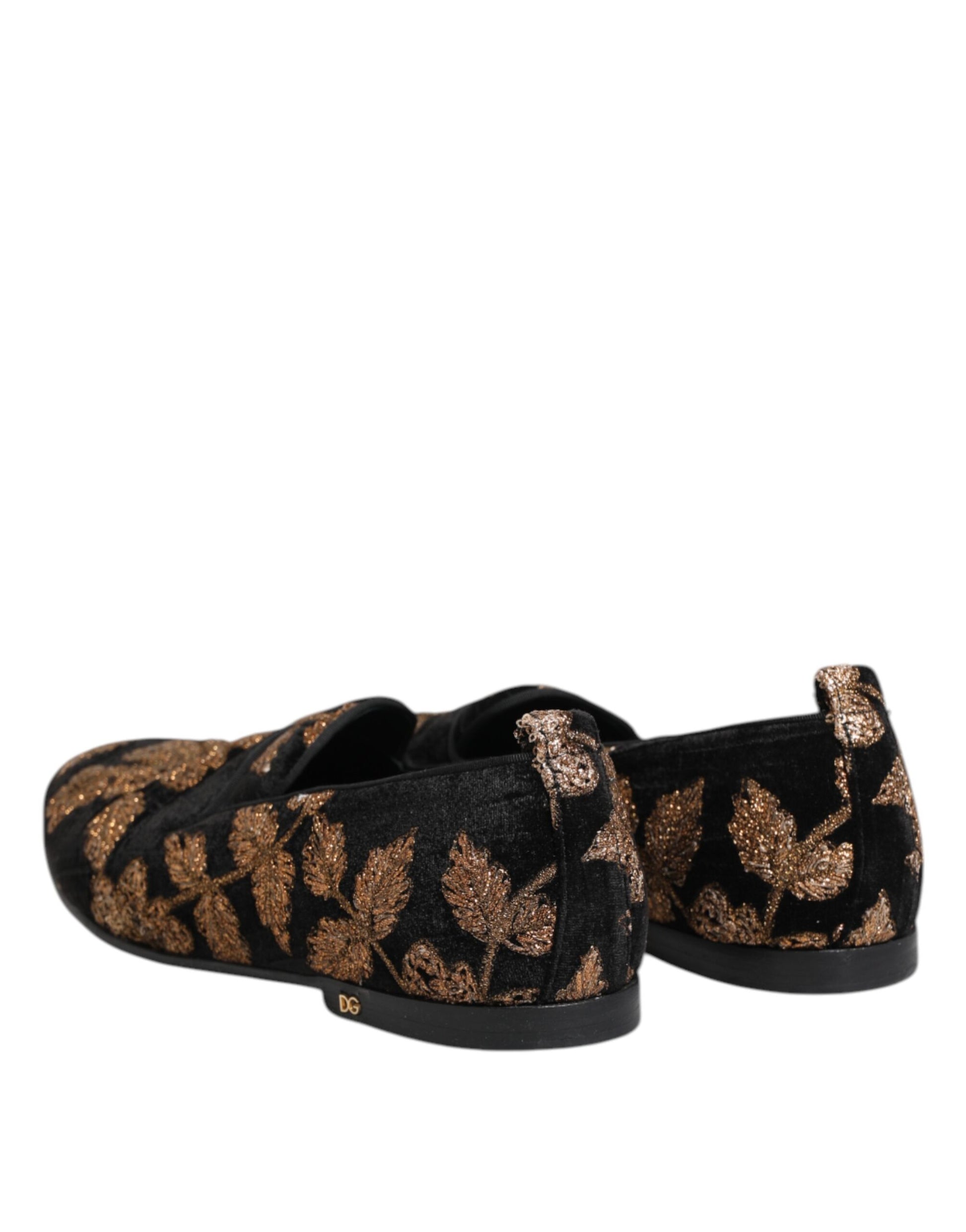 Dolce &amp; Gabbana Schwarze Loafer mit Blumenstickerei für Herren