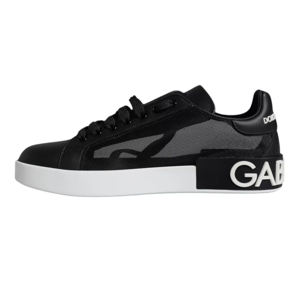 Chaussures sneakers Dolce & Gabbana Portofino en cuir de veau noir