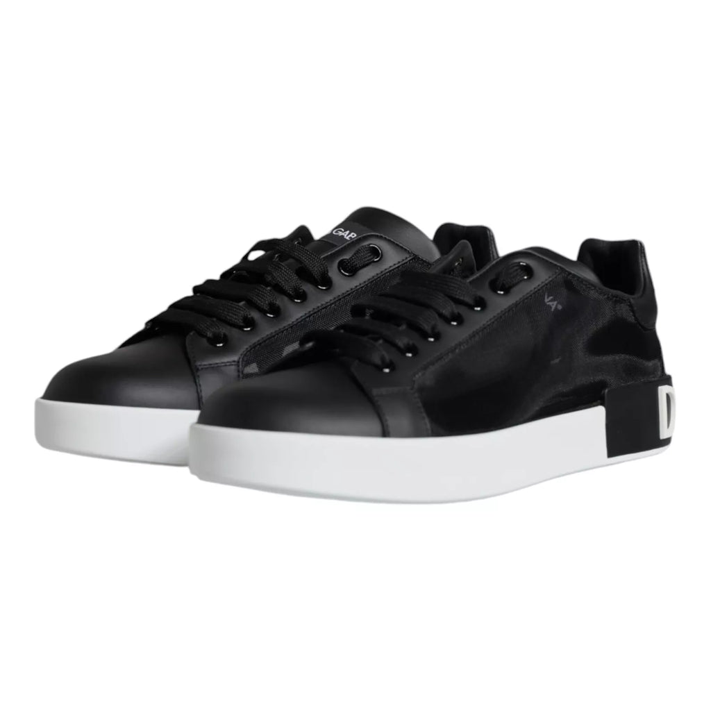 Chaussures sneakers Dolce & Gabbana Portofino en cuir de veau noir