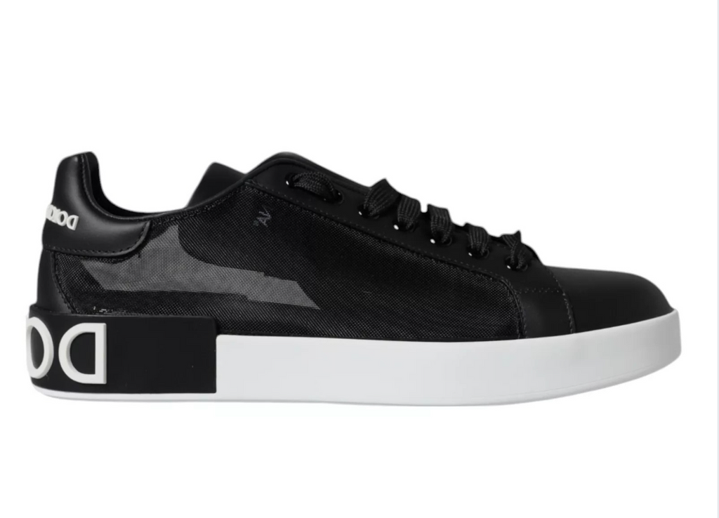 Chaussures sneakers Dolce & Gabbana Portofino en cuir de veau noir