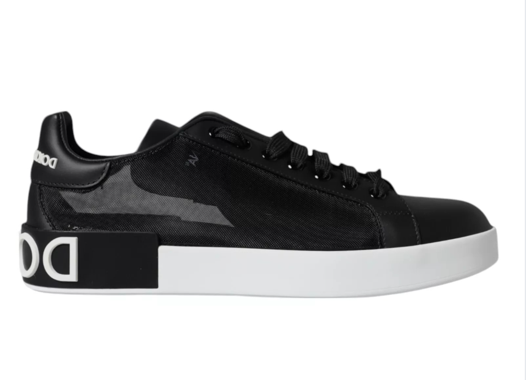Chaussures sneakers Dolce & Gabbana Portofino en cuir de veau noir