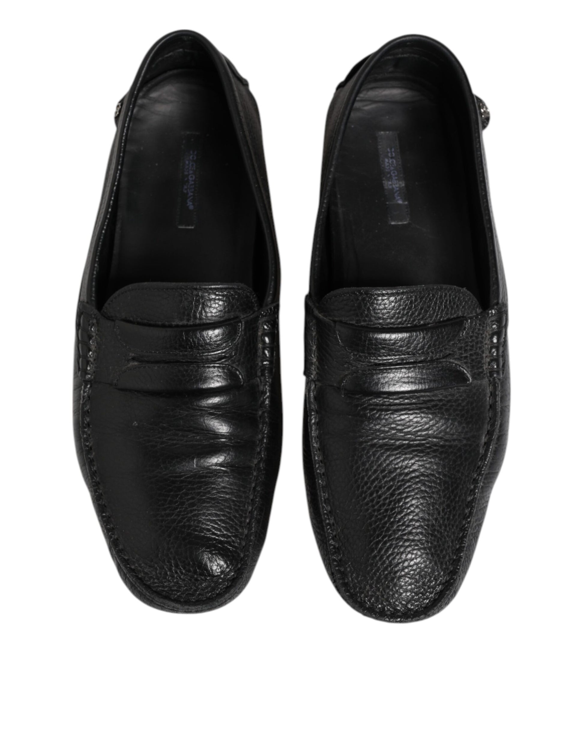 Dolce &amp; Gabbana – Mokassin-Loafer aus schwarzem Leder zum Hineinschlüpfen
