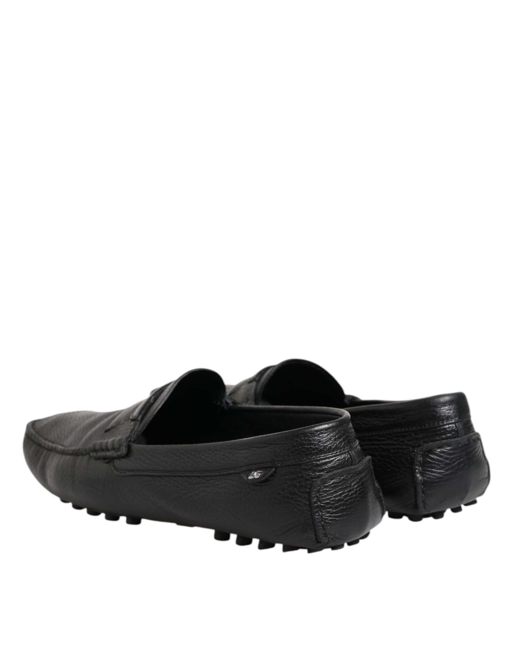 Dolce &amp; Gabbana – Mokassin-Loafer aus schwarzem Leder zum Hineinschlüpfen