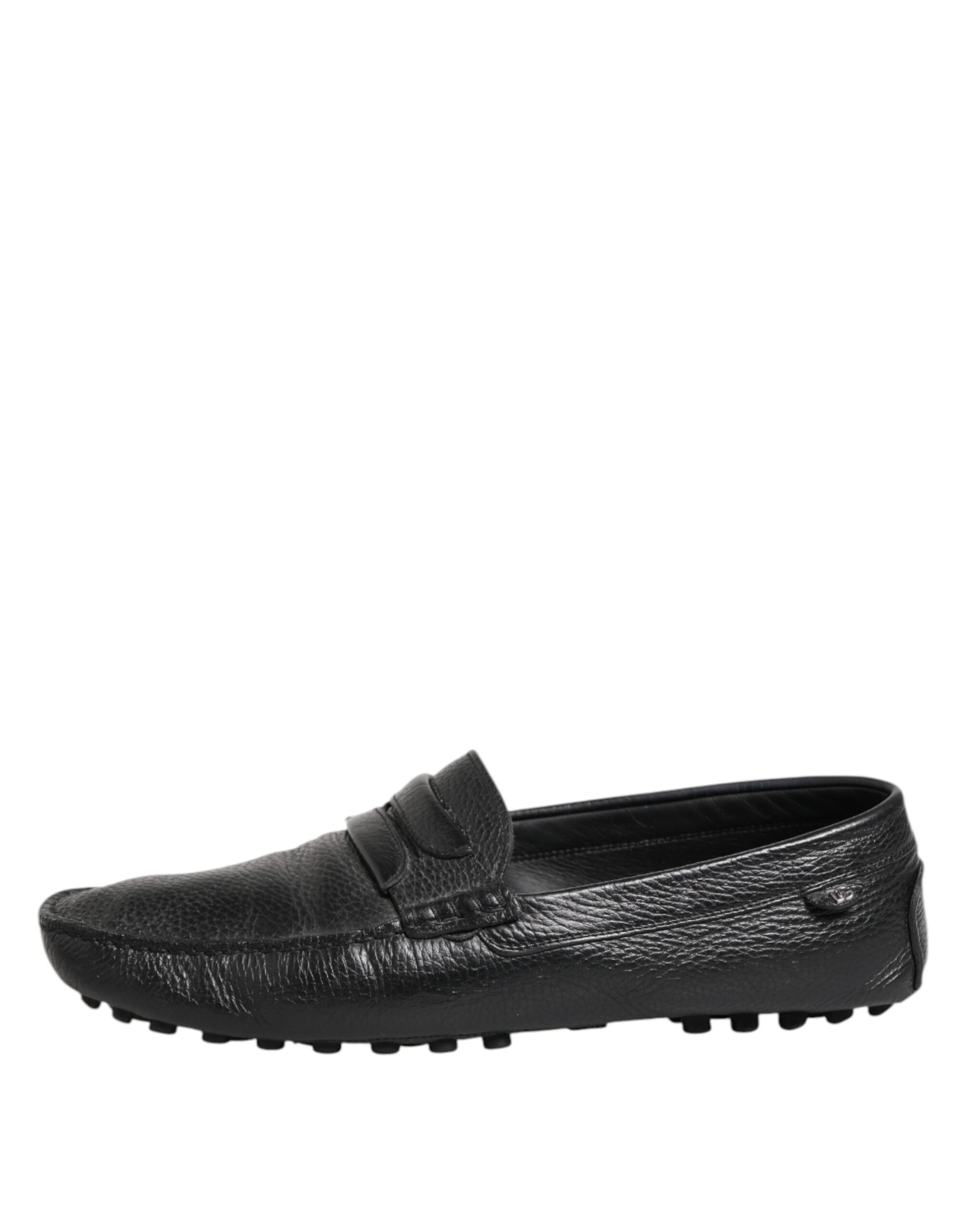 Dolce &amp; Gabbana – Mokassin-Loafer aus schwarzem Leder zum Hineinschlüpfen