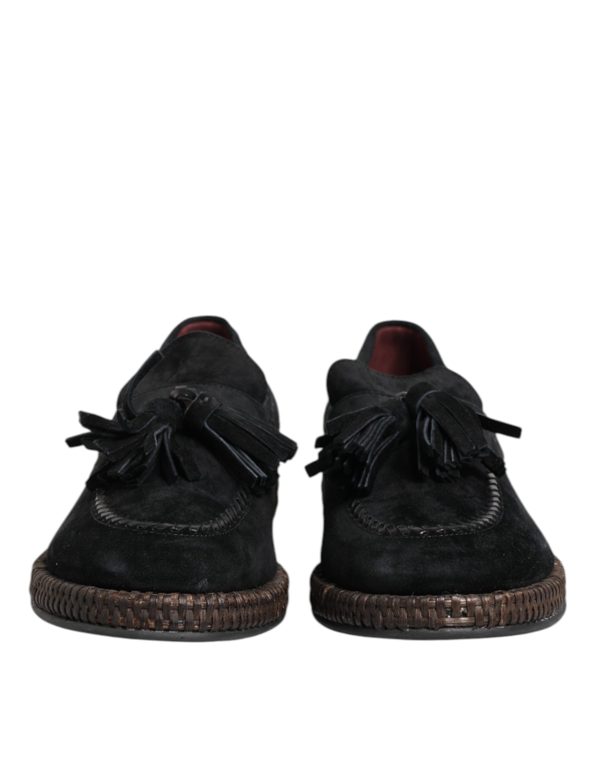 Dolce &amp; Gabbana – Loafer aus schwarzem Wildleder mit Quastenverzierung