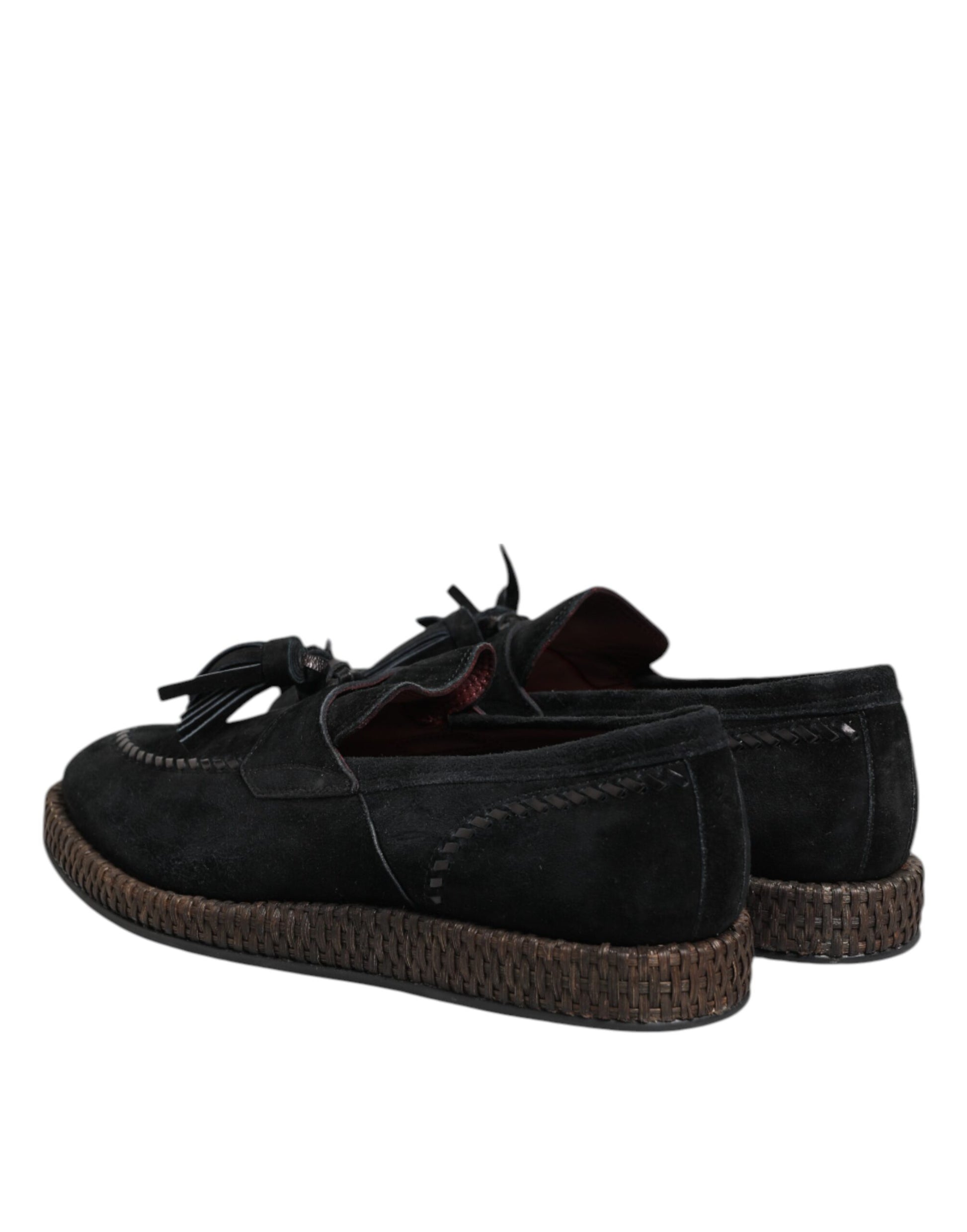 Dolce &amp; Gabbana – Loafer aus schwarzem Wildleder mit Quastenverzierung