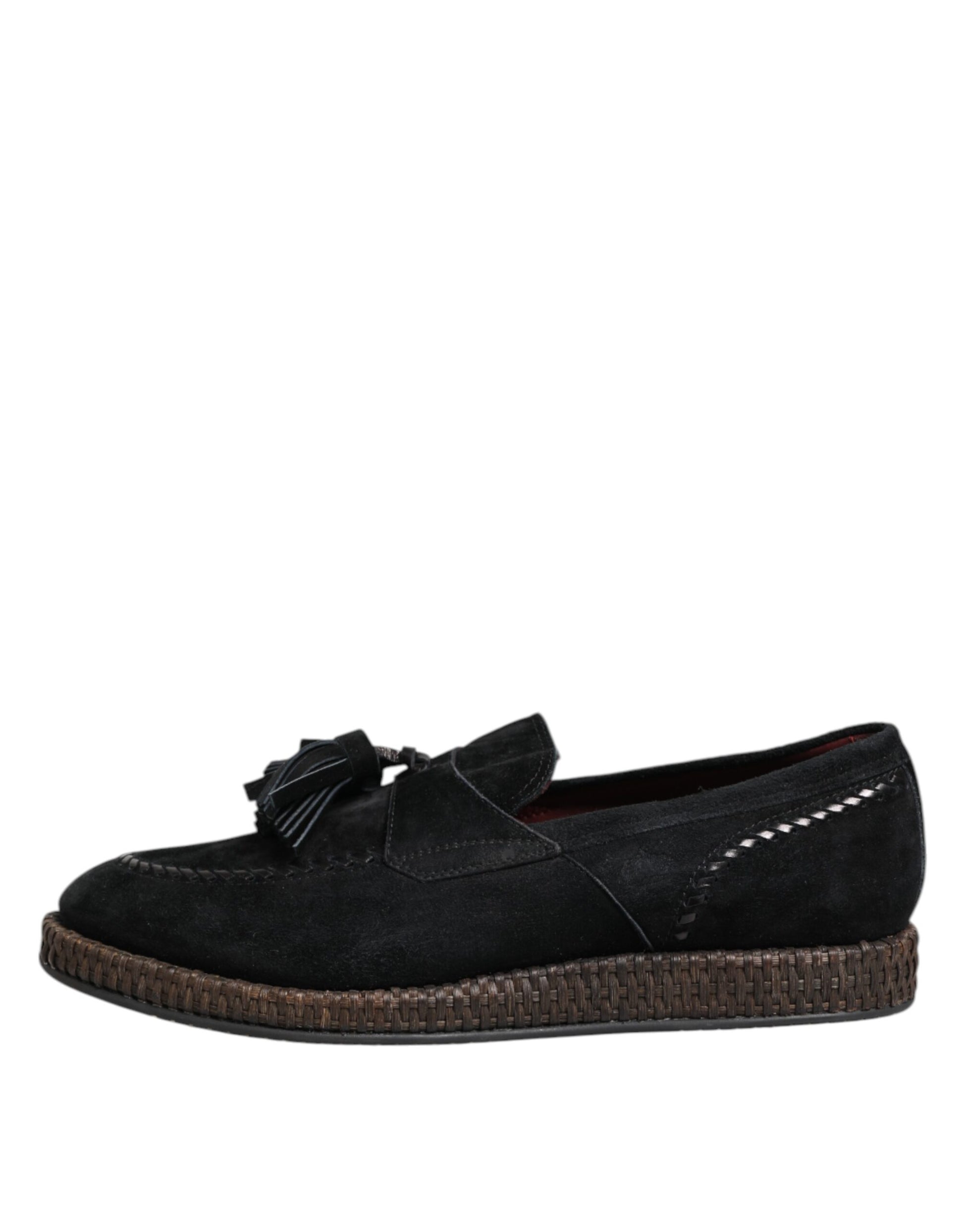 Dolce &amp; Gabbana – Loafer aus schwarzem Wildleder mit Quastenverzierung