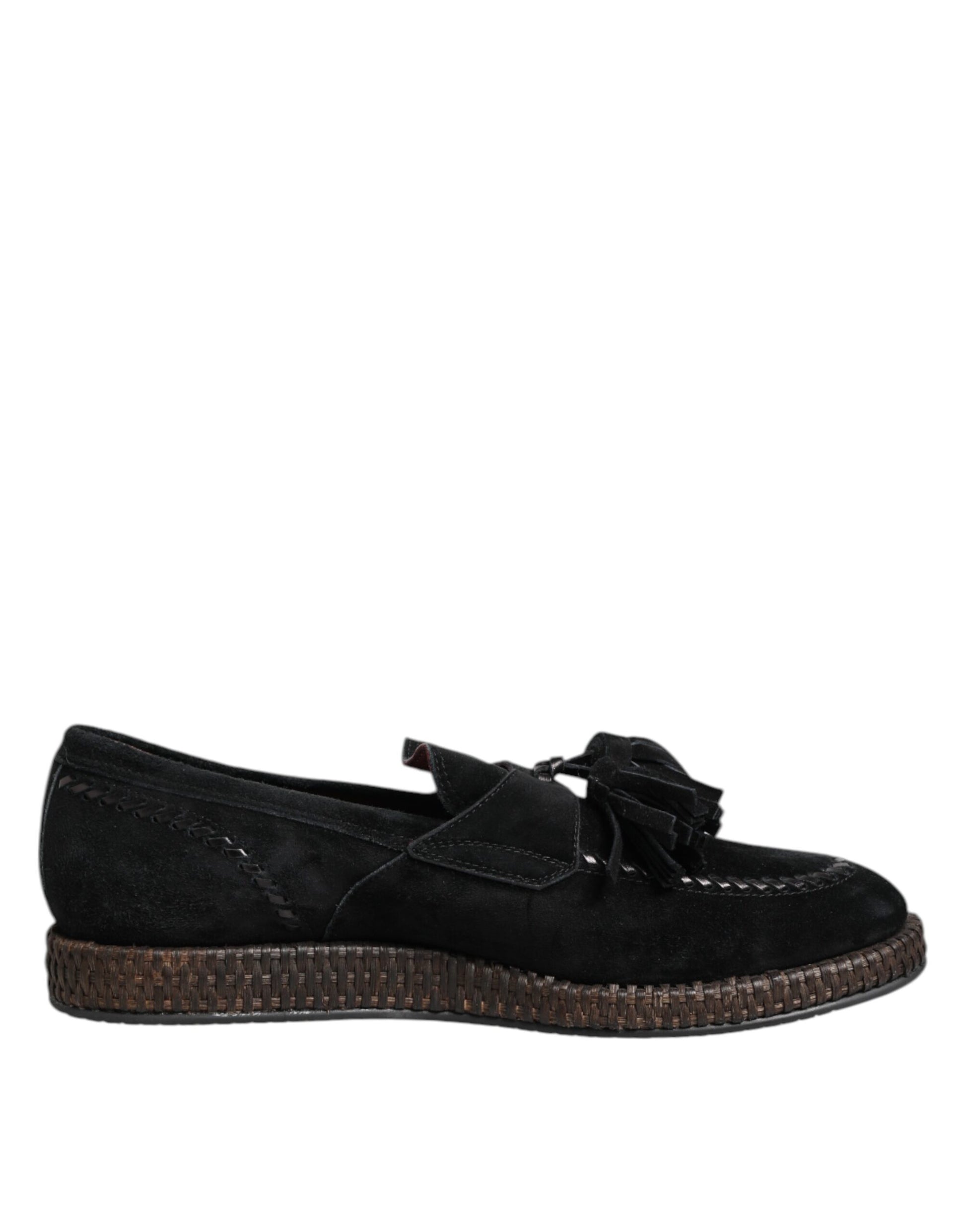 Dolce &amp; Gabbana – Loafer aus schwarzem Wildleder mit Quastenverzierung