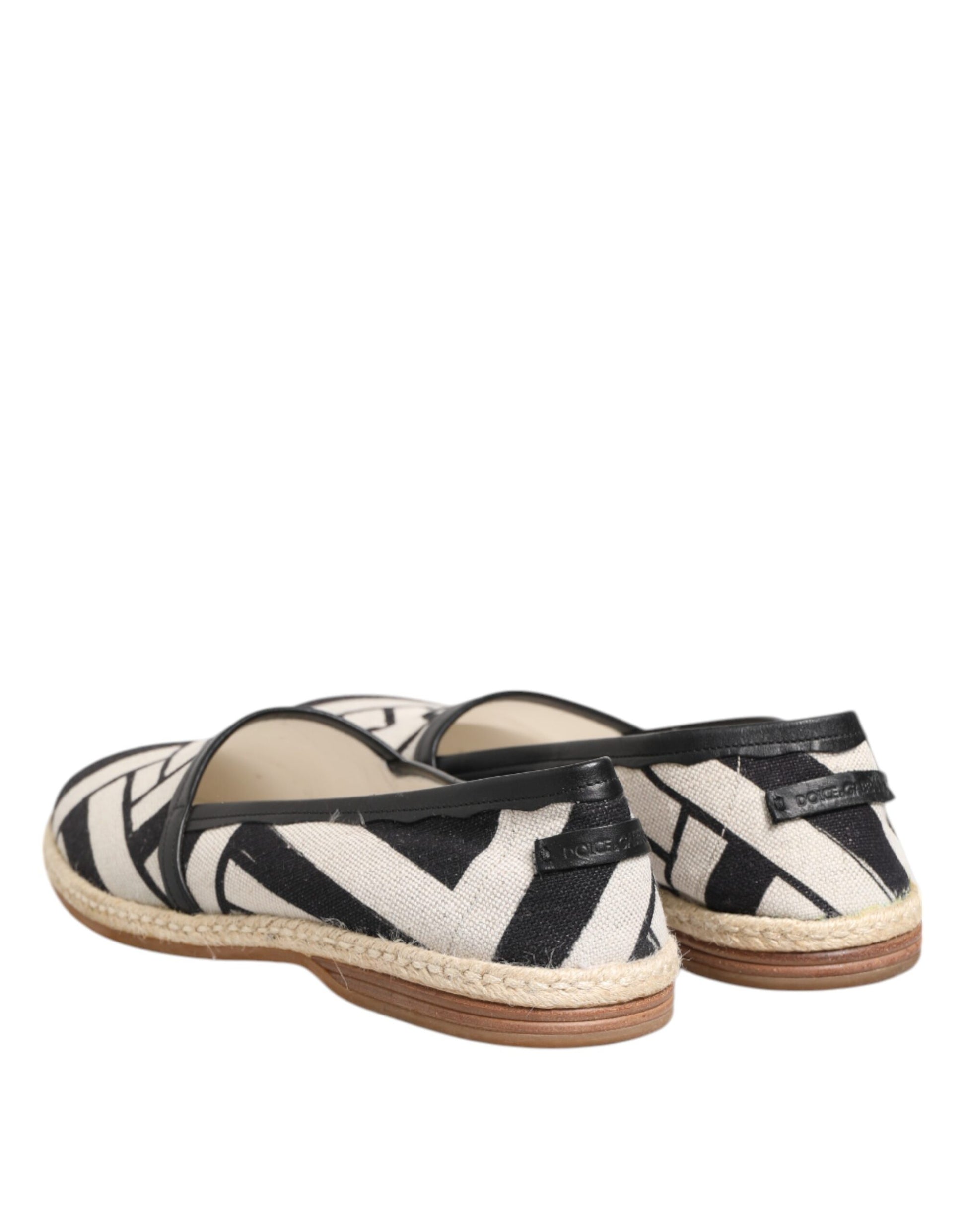 Dolce &amp; Gabbana – Flache Espadrilles mit schwarzen und weißen Streifen