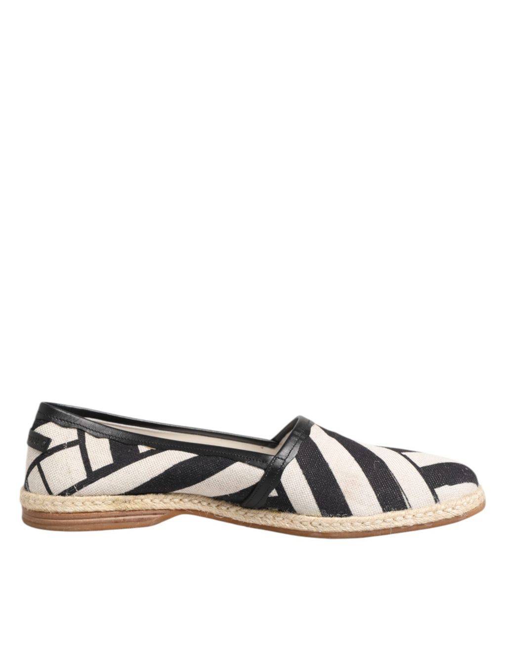 Dolce &amp; Gabbana – Flache Espadrilles mit schwarzen und weißen Streifen