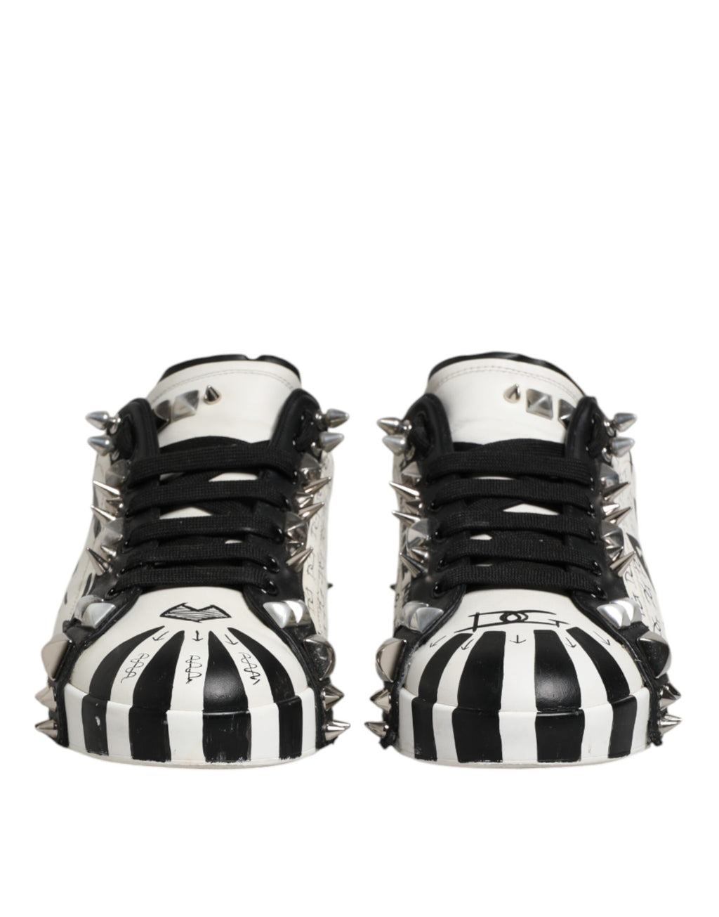 Chaussures de sport basses à clous Dolce & Gabbana noires et blanches