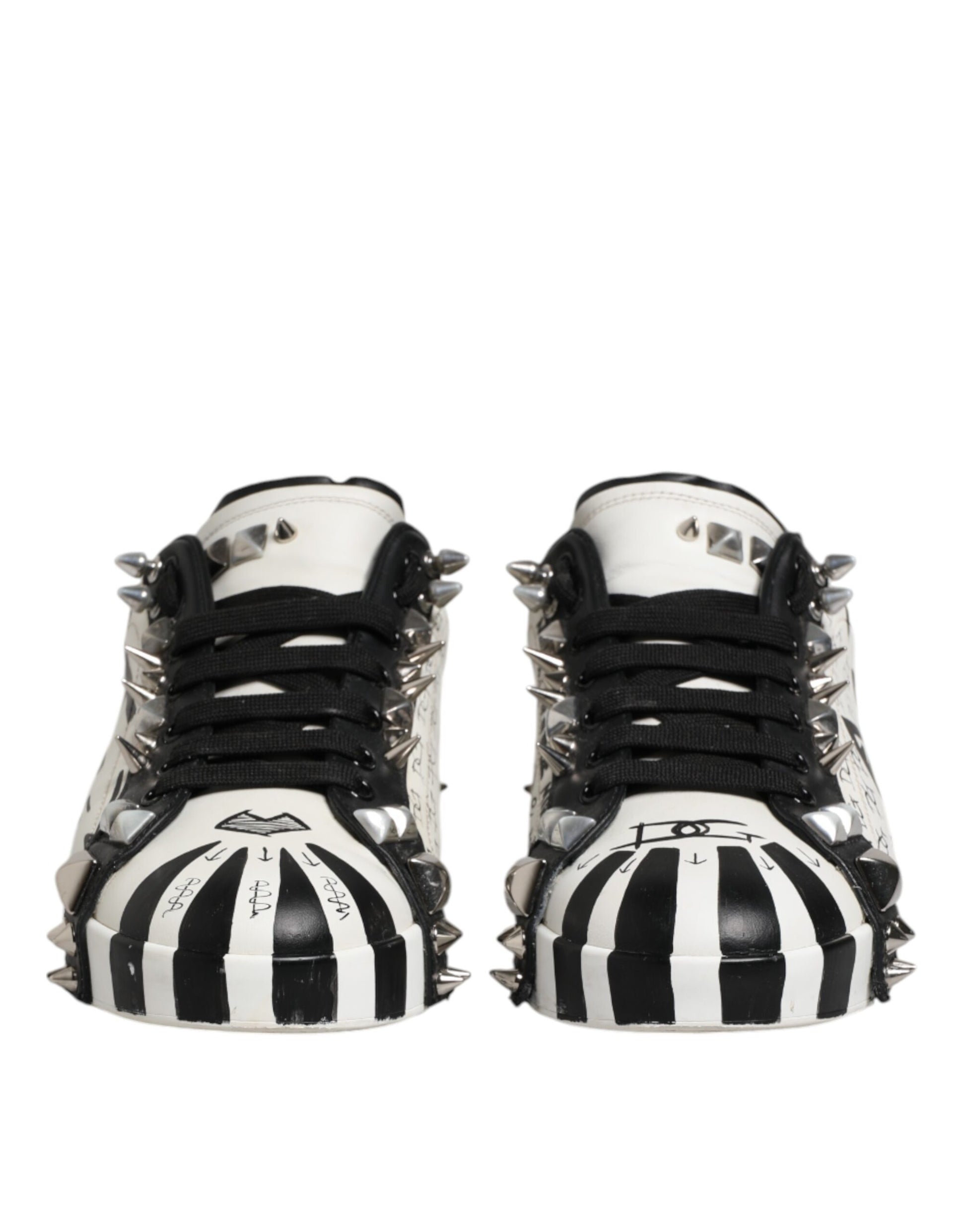 Chaussures de sport basses à clous Dolce & Gabbana noires et blanches
