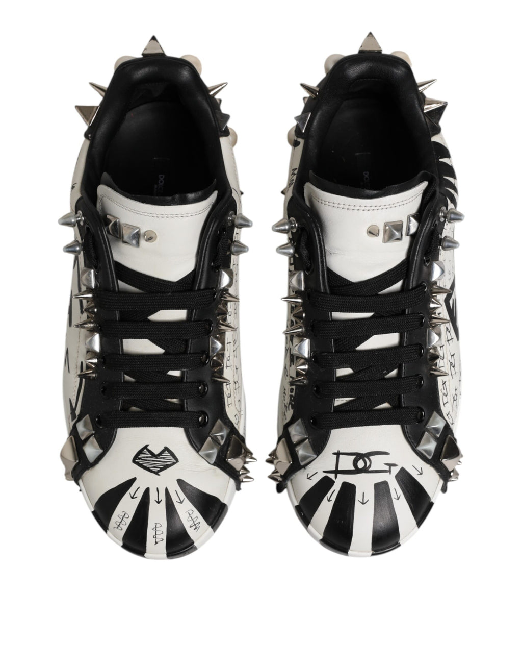Chaussures de sport basses à clous Dolce & Gabbana noires et blanches