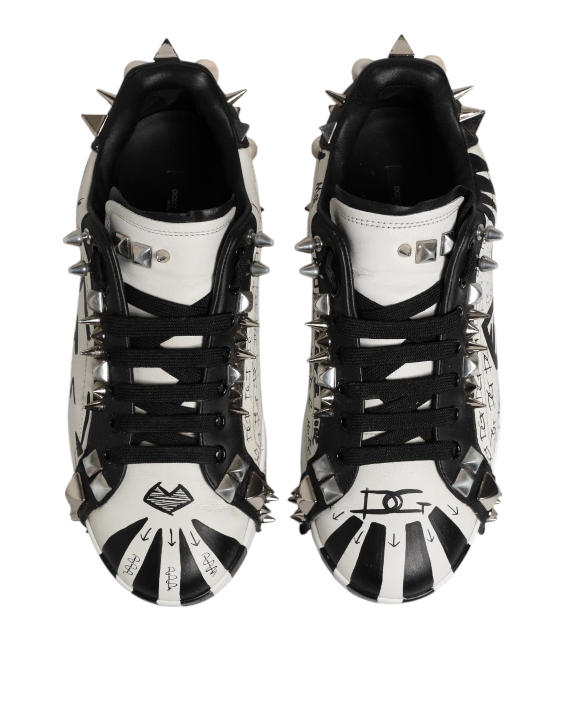Chaussures de sport basses à clous Dolce & Gabbana noires et blanches