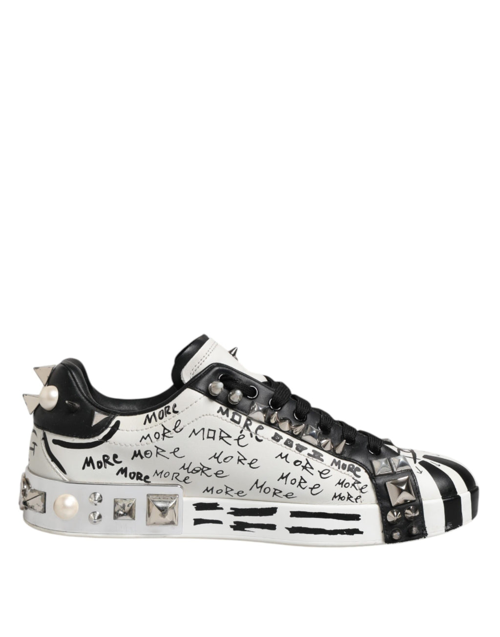 Chaussures de sport basses à clous Dolce & Gabbana noires et blanches