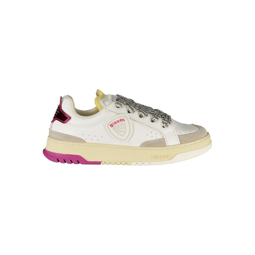 Baskets Blauer blanches en polyuréthane pour femme