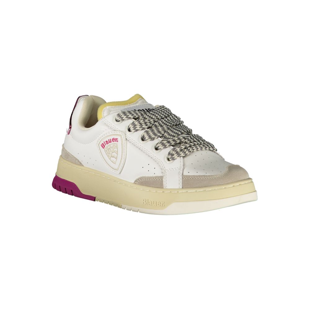 Baskets Blauer blanches en polyuréthane pour femme