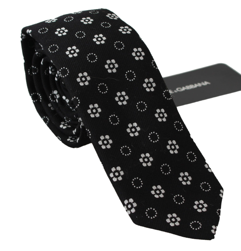 Cravate classique Dolce & Gabbana noire 100 % soie à imprimé floral