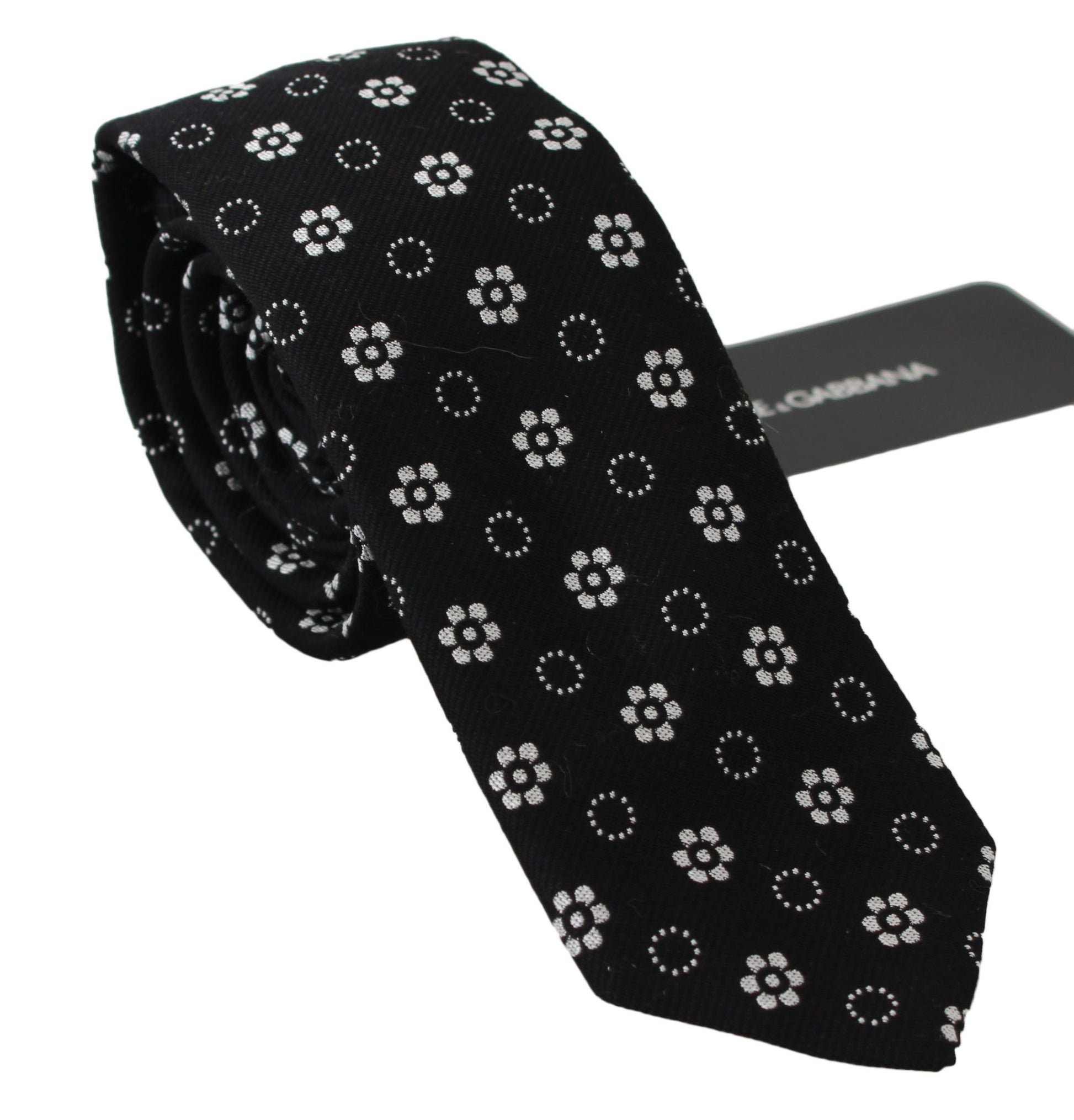Cravate classique Dolce & Gabbana noire 100 % soie à imprimé floral