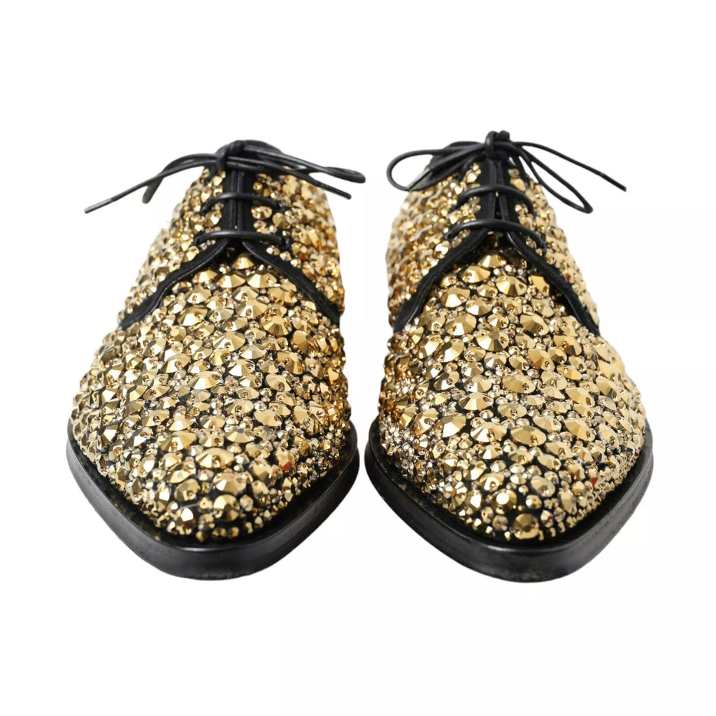 Dolce &amp; Gabbana – Derby-Schuhe mit Verzierung in Schwarz und Gold