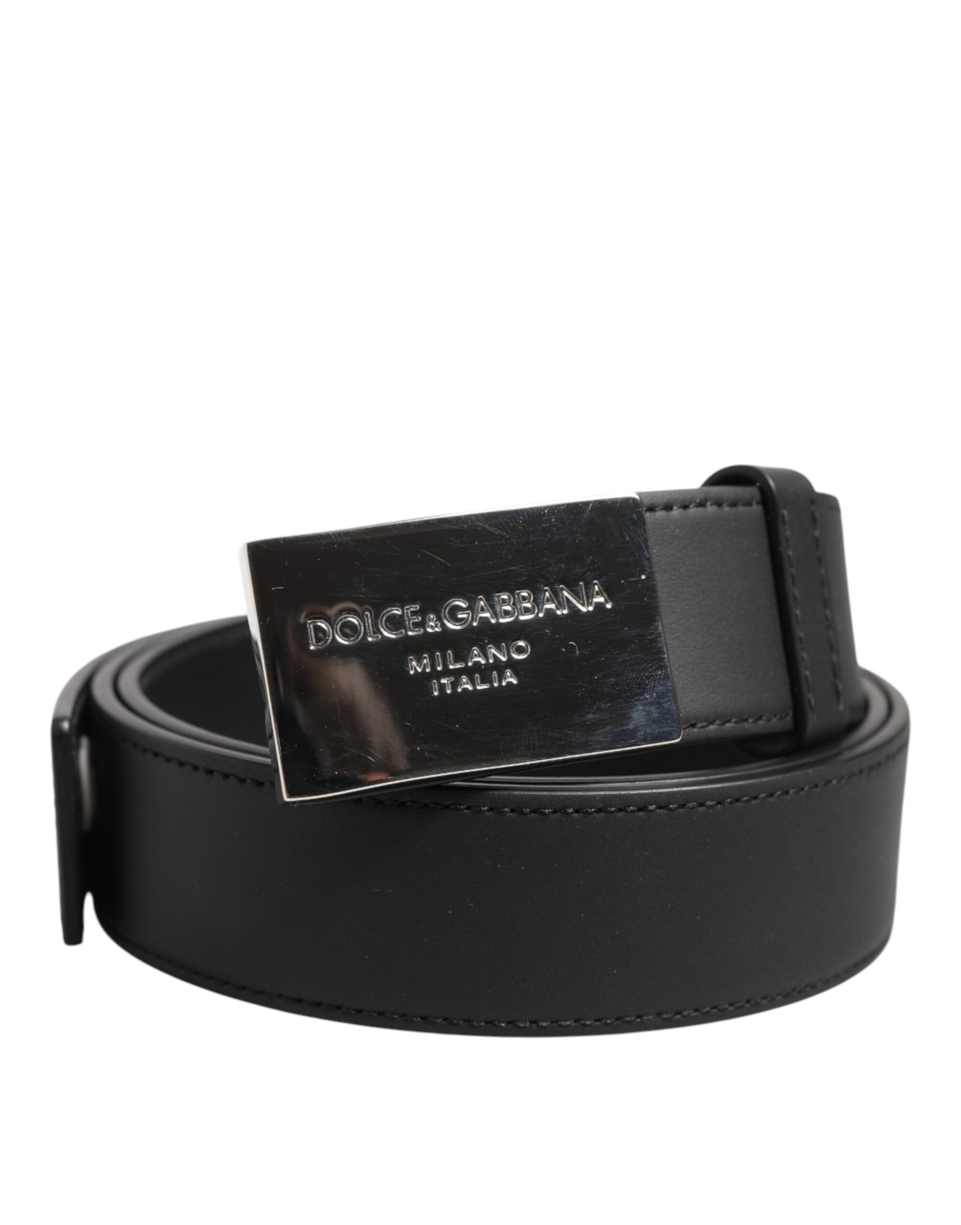Dolce &amp; Gabbana – Klassischer Gürtel aus schwarzem Leder mit Metall-Logoschnalle