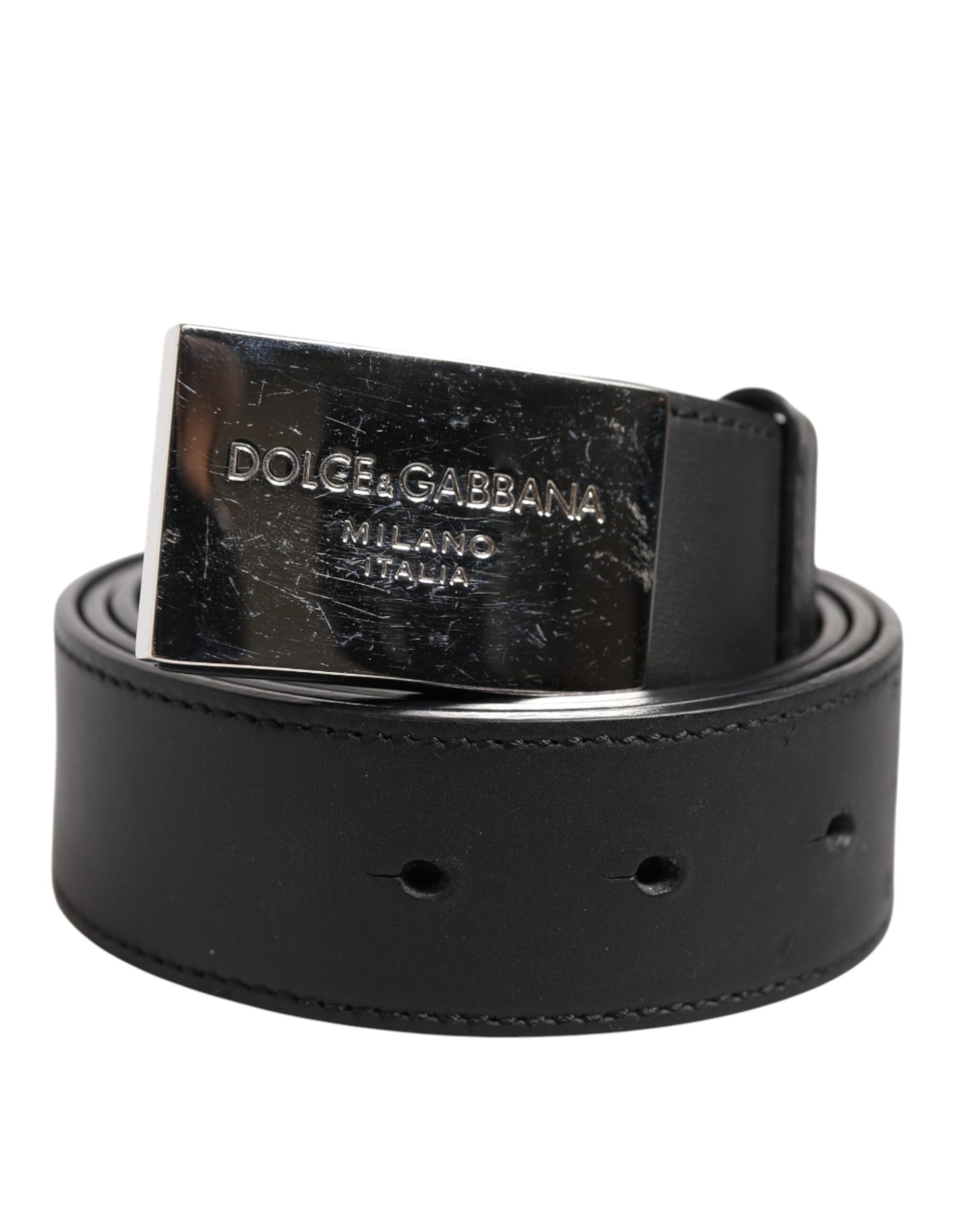 Dolce &amp; Gabbana – Klassischer Gürtel aus schwarzem Leder mit Metall-Logoschnalle