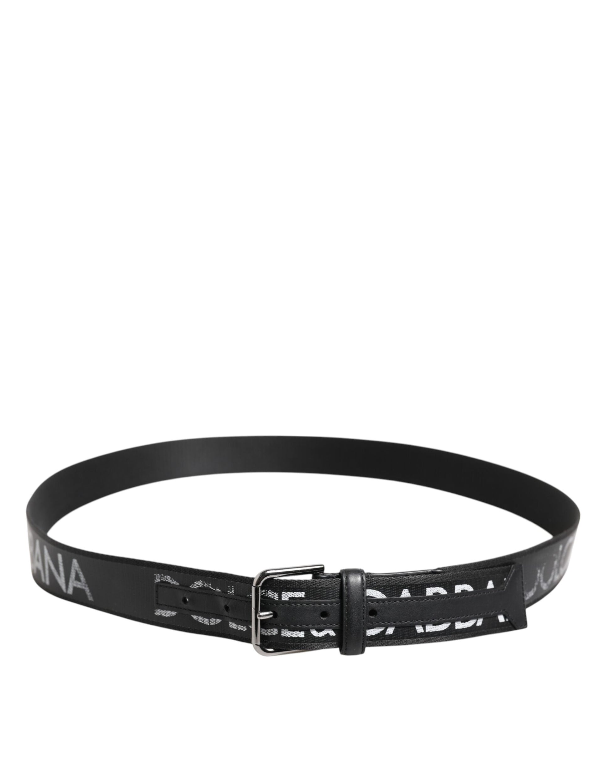 Dolce &amp; Gabbana – Schwarzer Polyester-Ledergürtel mit Metallschnalle