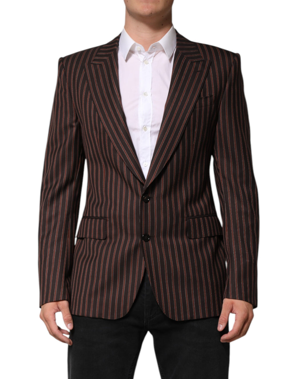Dolce &amp; Gabbana – Einreihiger Blazer mit schwarzen und braunen Streifen