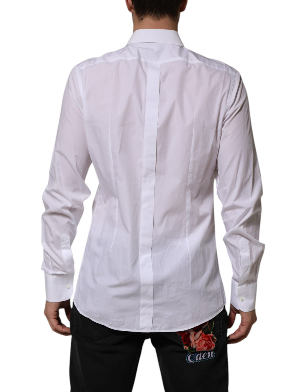 Chemise Homme Coton Popeline Blanche à Plastron Doré Dolce & Gabbana