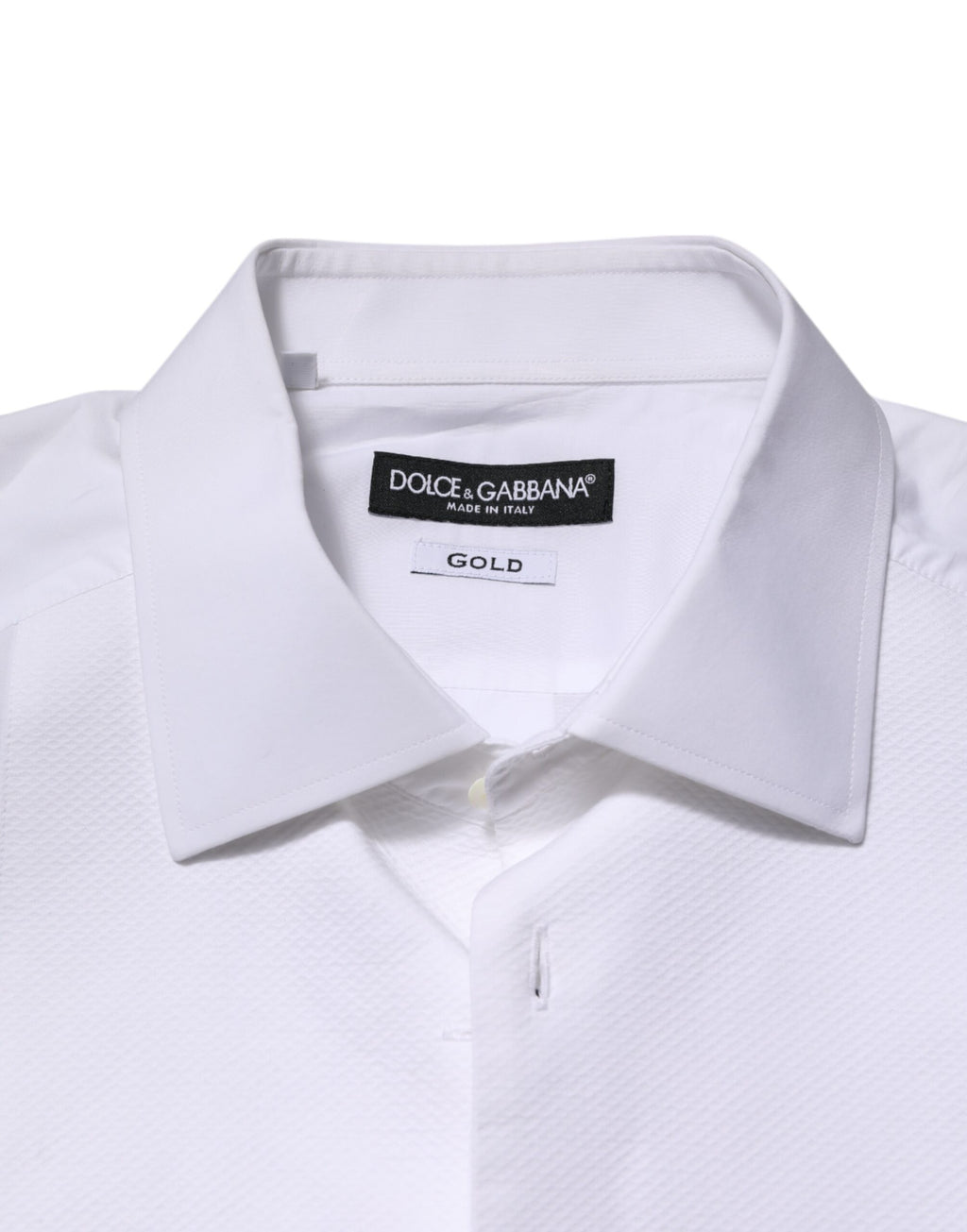 Chemise Homme Coton Popeline Blanche à Plastron Doré Dolce & Gabbana