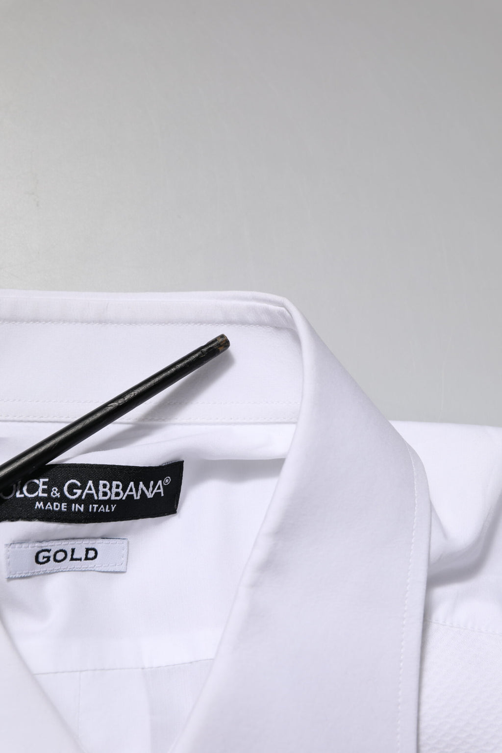 Chemise Homme Coton Popeline Blanche à Plastron Doré Dolce & Gabbana