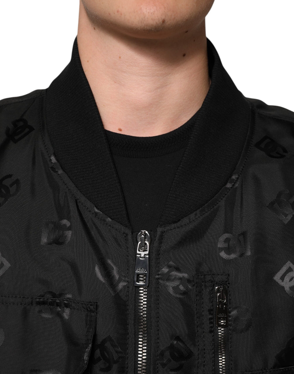 Blouson coupe-vent cargo noir Dolce & Gabbana Logo Mania