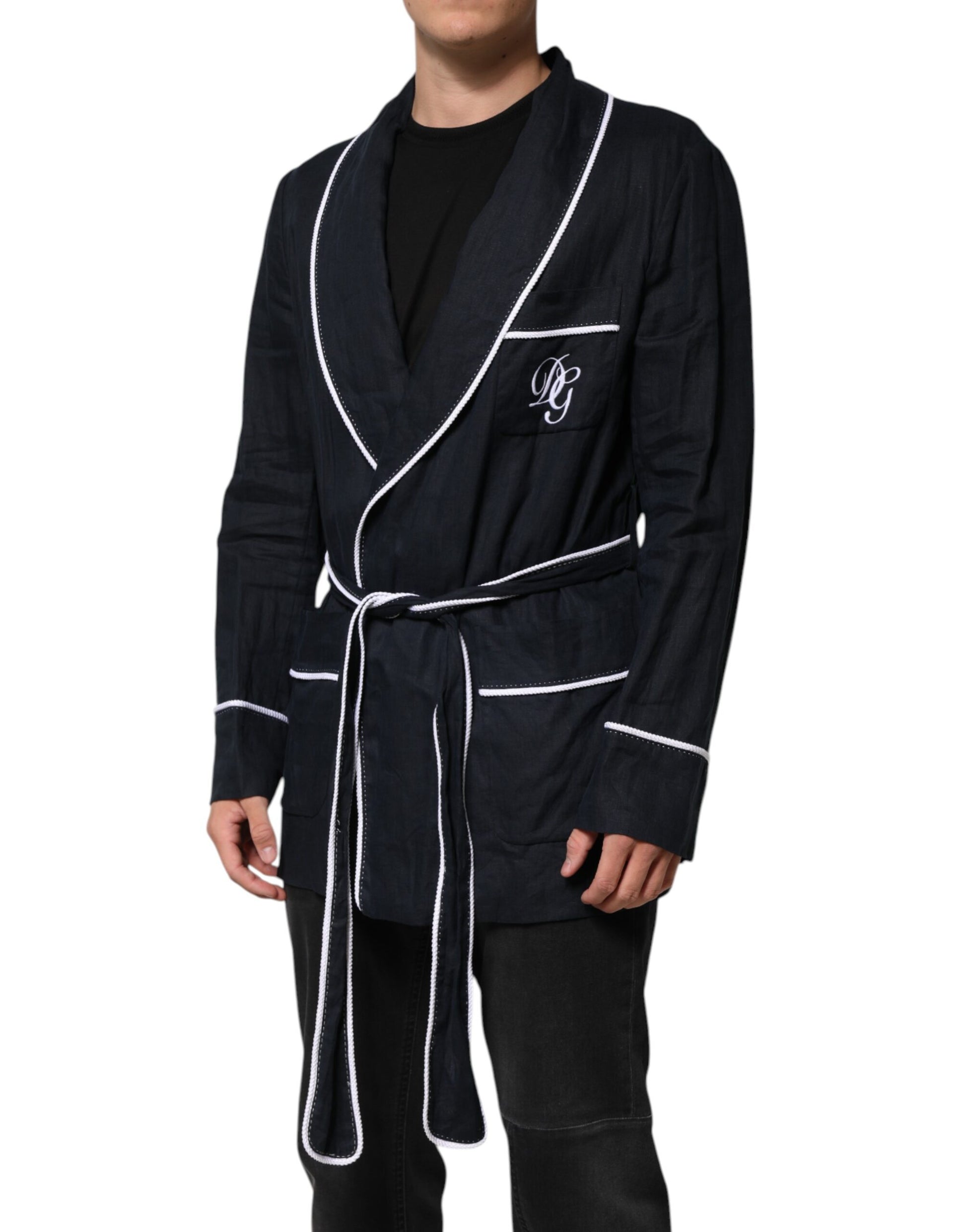 Veste Robe Blazer Broderie DG Bleu Foncé Dolce & Gabbana