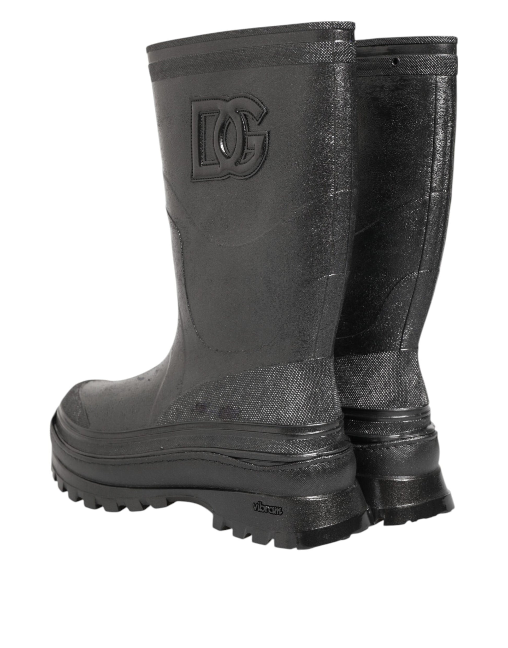 Bottes de pluie Dolce & Gabbana gris métallisé à enfiler