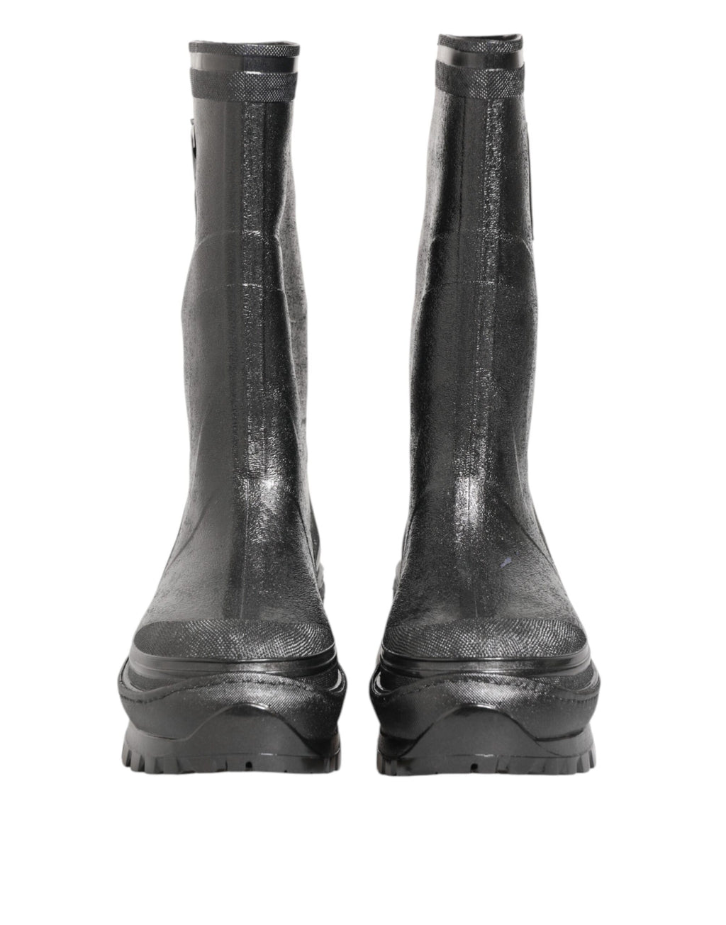 Bottes de pluie à enfiler Dolce & Gabbana, noires métallisées