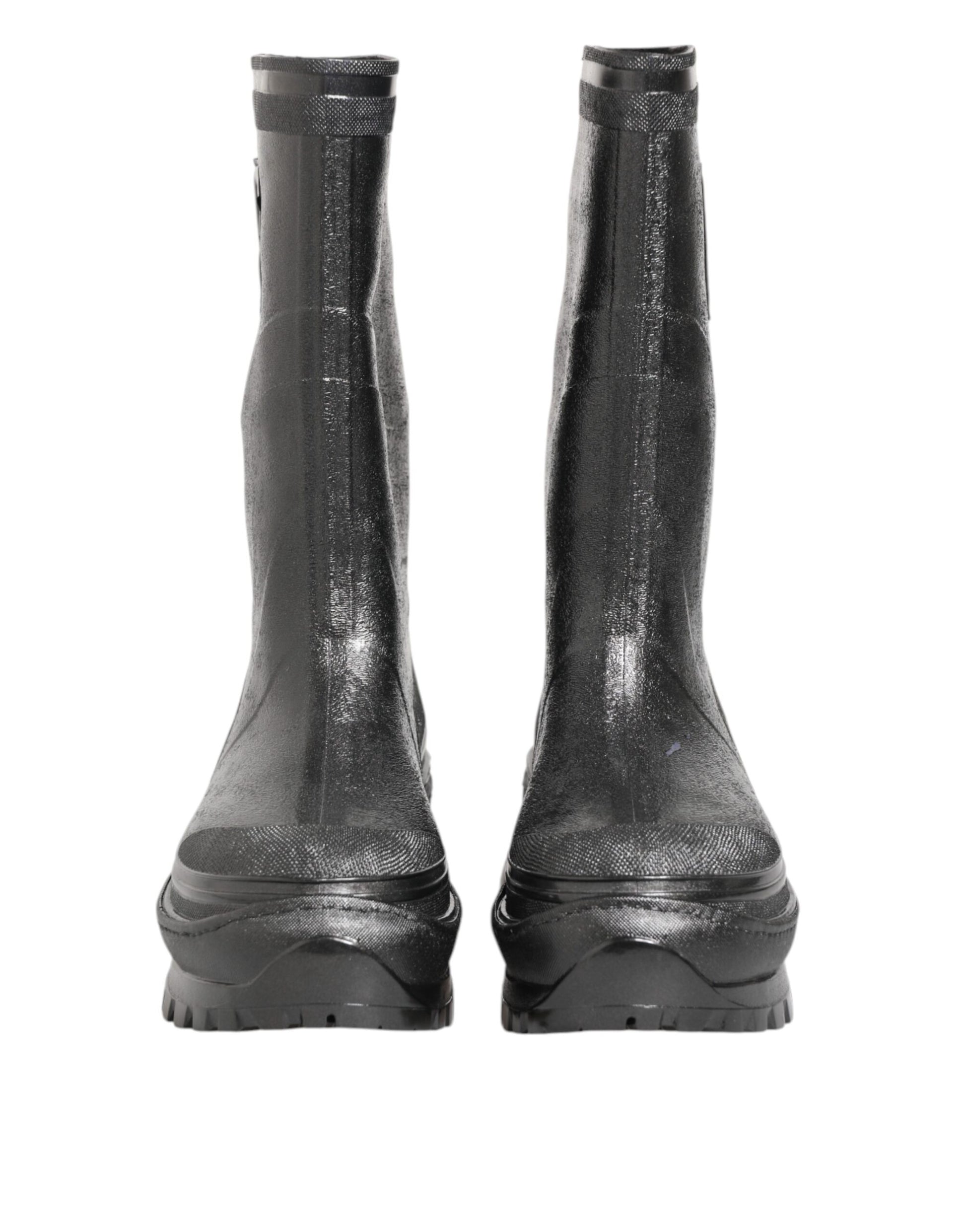 Bottes de pluie à enfiler Dolce & Gabbana, noires métallisées
