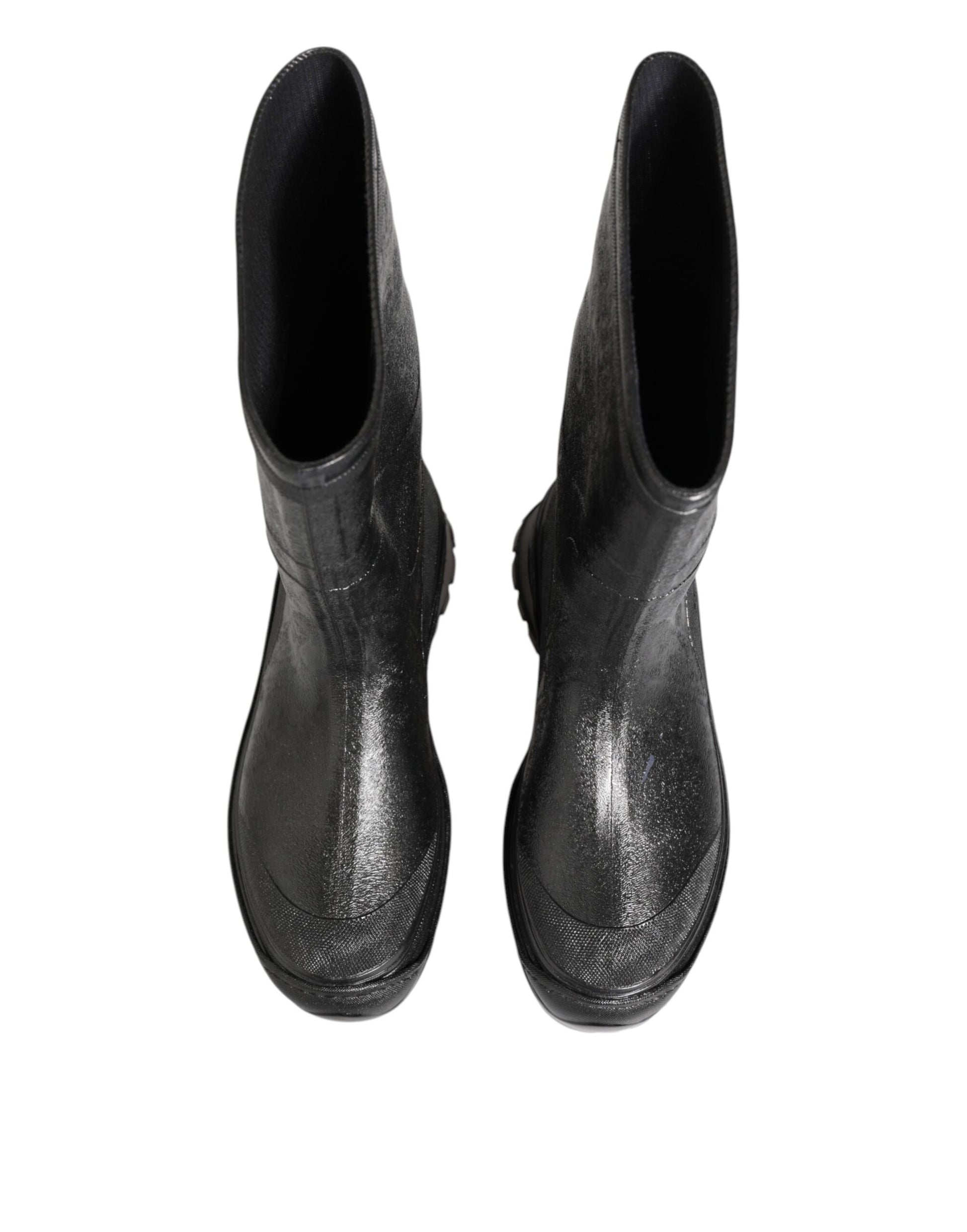 Bottes de pluie à enfiler Dolce & Gabbana, noires métallisées