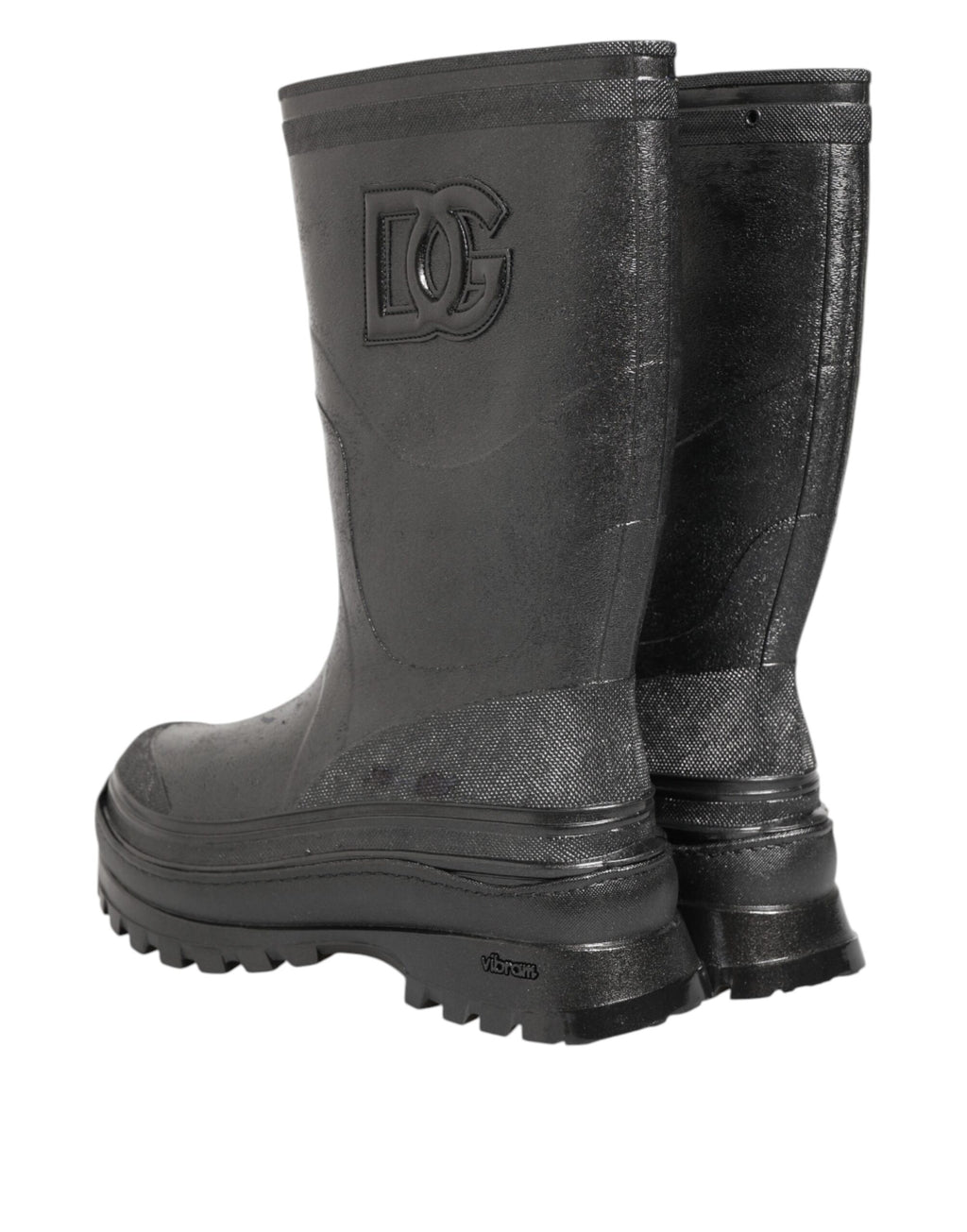 Bottes de pluie à enfiler Dolce & Gabbana, noires métallisées
