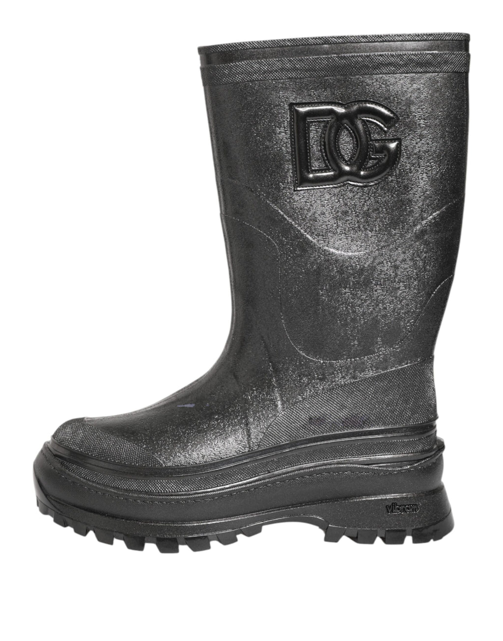 Bottes de pluie à enfiler Dolce & Gabbana, noires métallisées