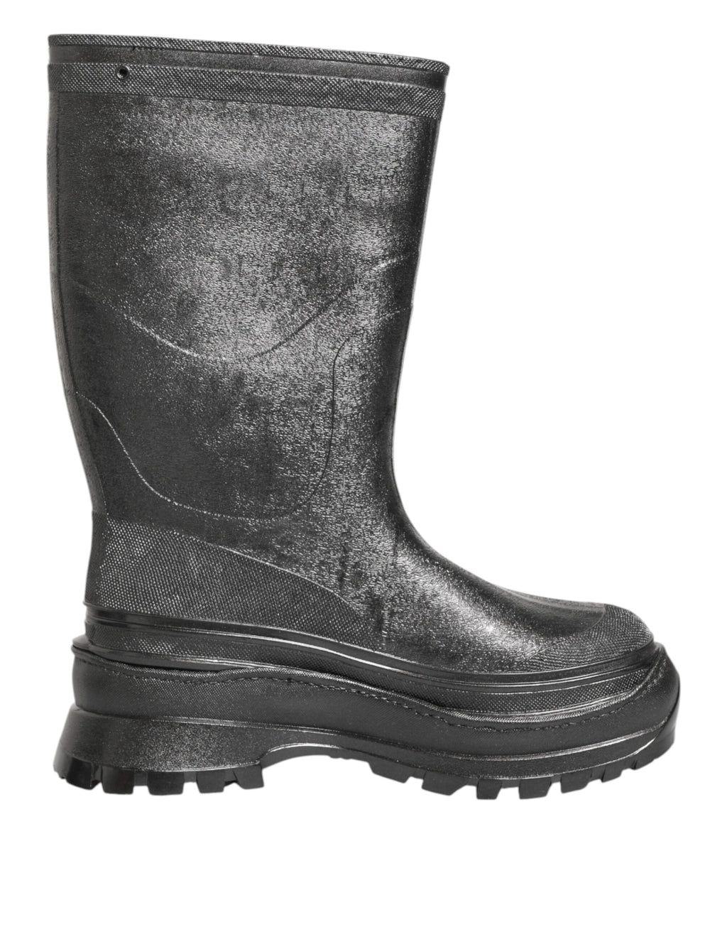 Bottes de pluie à enfiler Dolce & Gabbana, noires métallisées